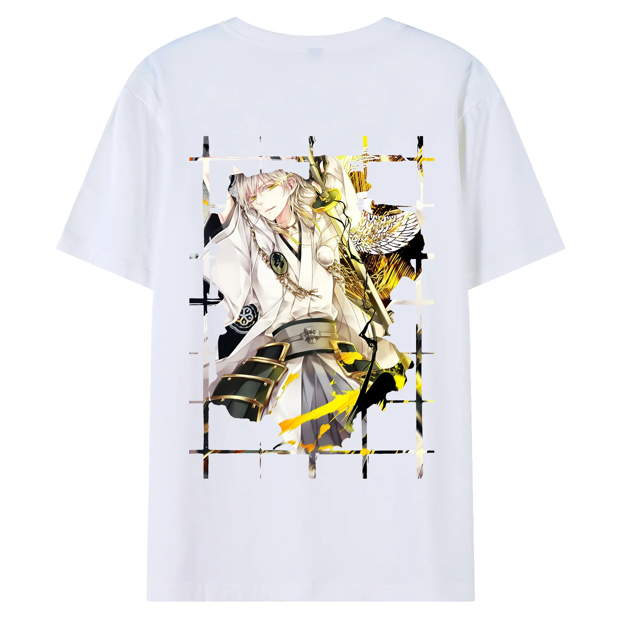 刀剣乱舞 グッズ,鶴丸国永 - 綿100％ 半袖Tシャツ ・ バックプリント ・ 快適 通気性 ・ 日常使い 散歩 スポーツ用