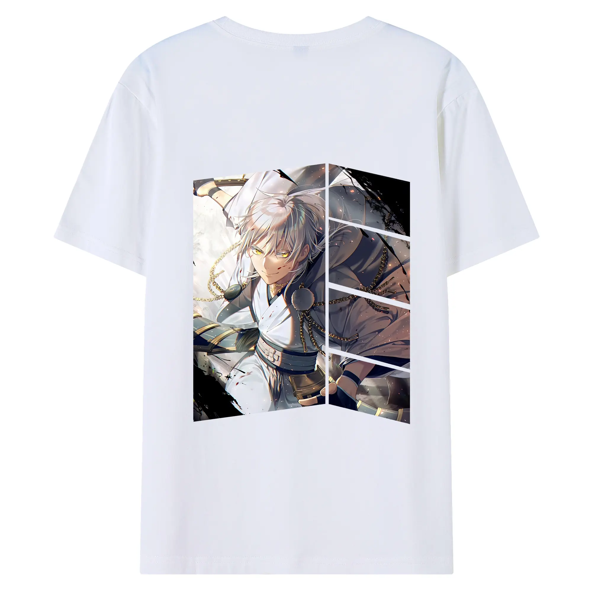 刀剣乱舞 グッズ,鶴丸国永 - 綿100％ 半袖Tシャツ ・ バックプリント ・ 快適 通気性 ・ 日常使い 散歩 スポーツ用