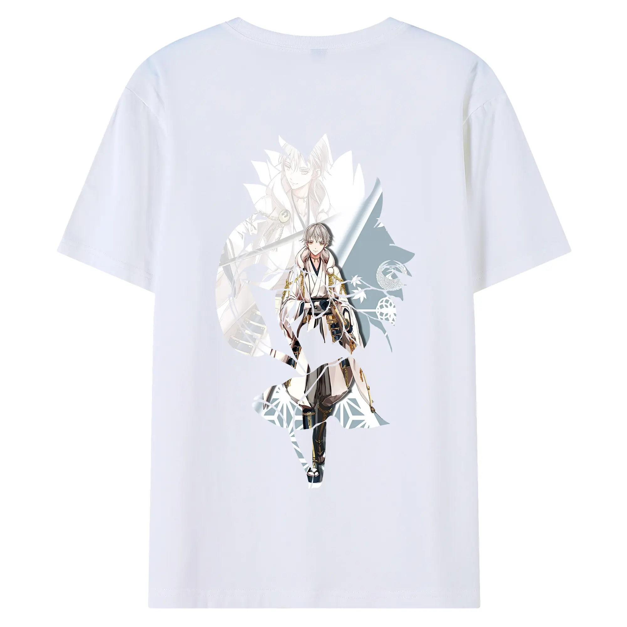 刀剣乱舞 グッズ,鶴丸国永 - 綿100％ 半袖Tシャツ ・ バックプリント ・ 快適 通気性 ・ 日常使い 散歩 スポーツ用