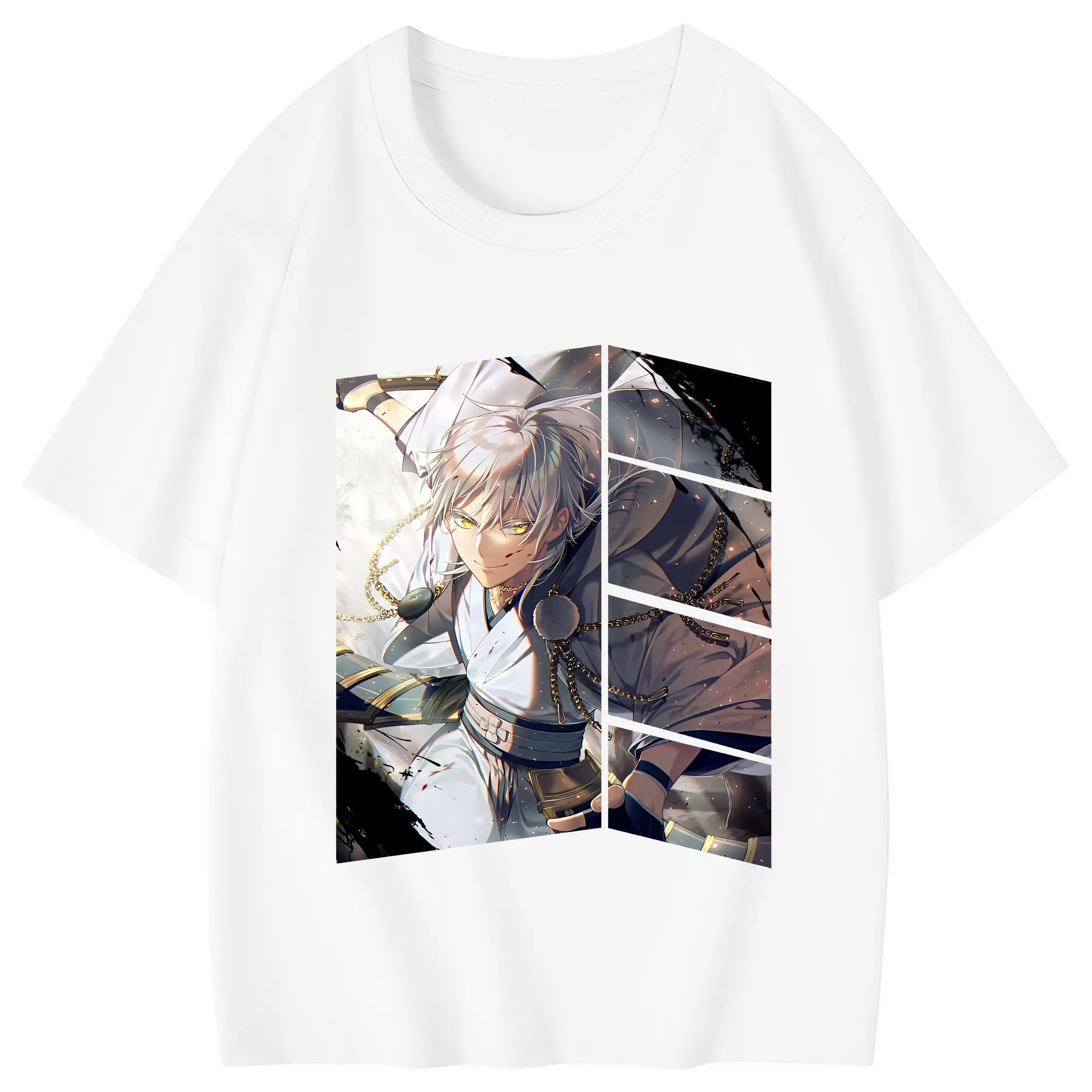 刀剣乱舞 グッズ,鶴丸国永 - 綿100％ キッズTシャツ ・ フロントプリント ・ 快適 通気性 ・ スポーツ カジュアル 散歩用