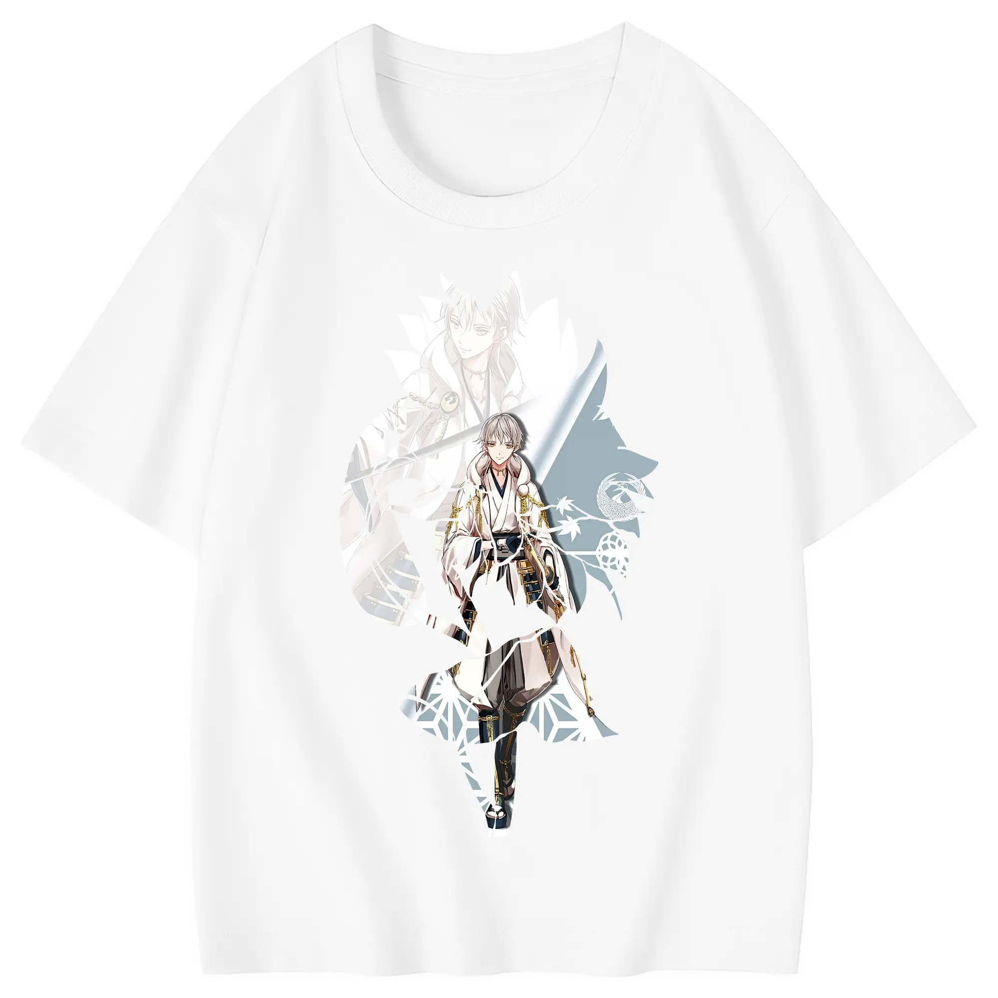 刀剣乱舞 グッズ,鶴丸国永 - 綿100％ キッズTシャツ ・ フロントプリント ・ 快適 通気性 ・ スポーツ カジュアル 散歩用