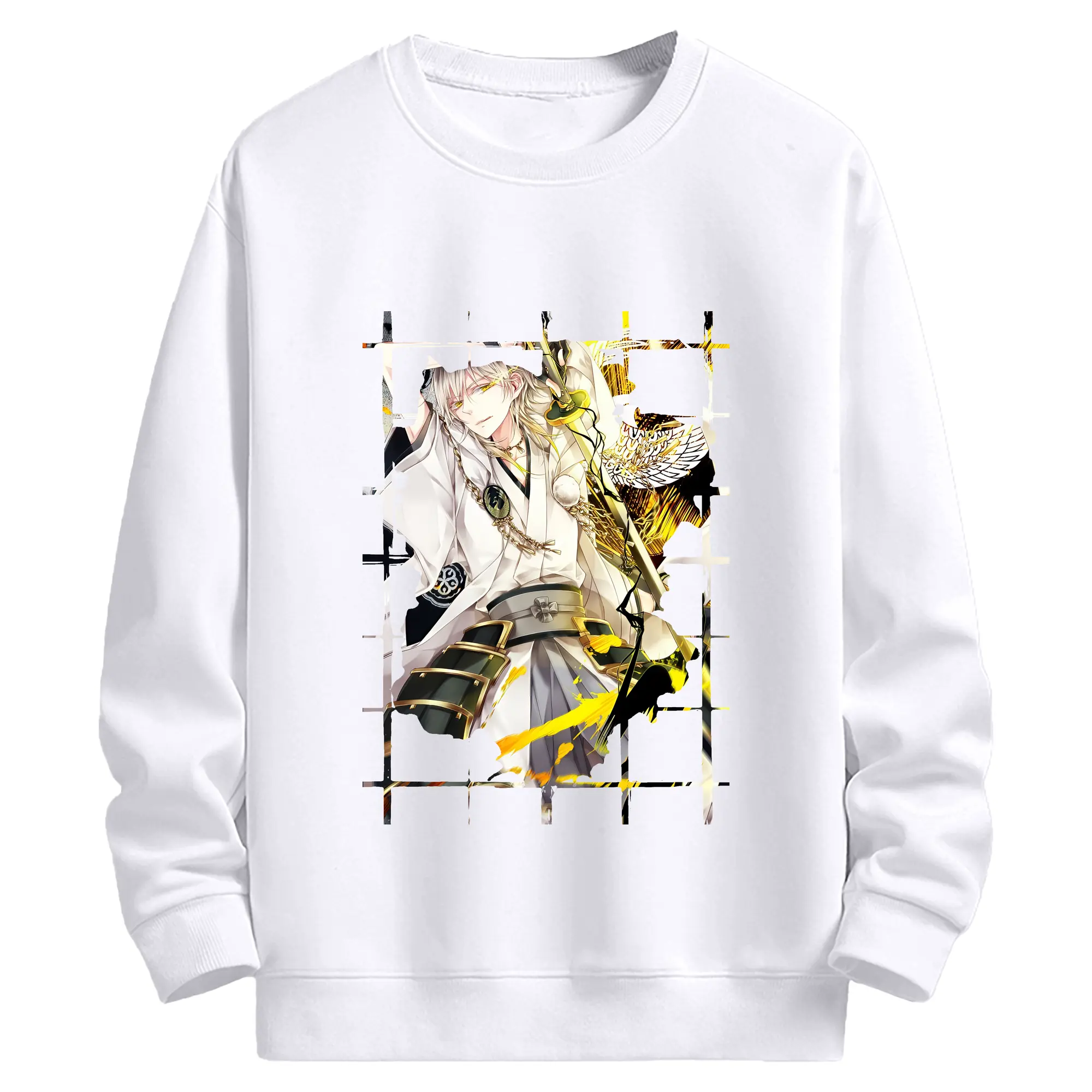 刀剣乱舞 グッズ,鶴丸国永 - 高品質 クルーネック スウェット ・ コットン59％ ポリエステル41％ ・ ユニセックス 長袖 トレーナー ・ カジュアル デイリー スポーツ 散歩用