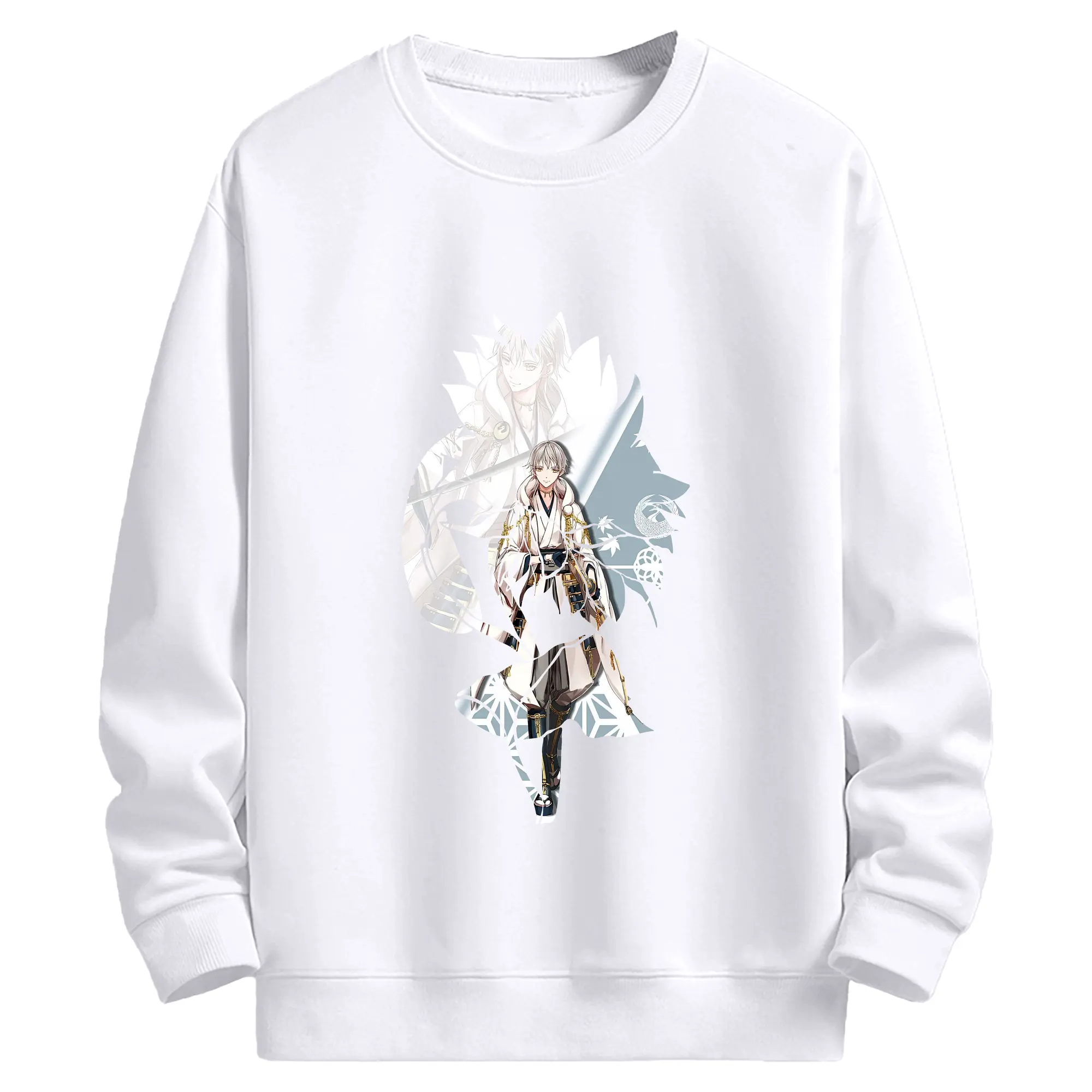 刀剣乱舞 グッズ,鶴丸国永 - 高品質 クルーネック スウェット ・ コットン59％ ポリエステル41％ ・ ユニセックス 長袖 トレーナー ・ カジュアル デイリー スポーツ 散歩用