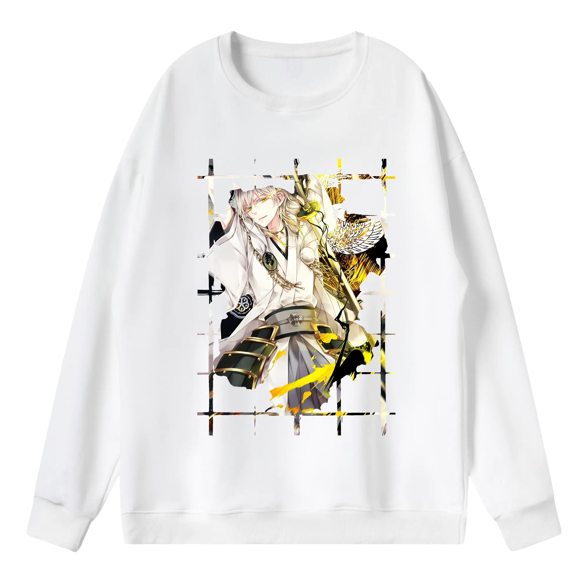 刀剣乱舞 グッズ,鶴丸国永 - 薄手 クルーネック スウェット 裏毛260g · ポリエステル 春秋向け カジュアル 男女兼用 · トレーナー デイリー スポーツ 散歩に最適