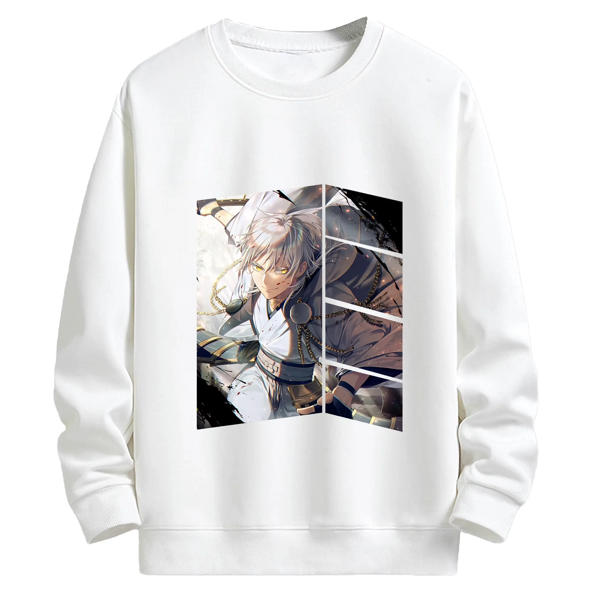 刀剣乱舞 グッズ,鶴丸国永 - キッズ クルーネックスウェットシャツ ・ フロントプリント ・ 綿80％ ポリエステル20％ ・ 快適 通学 スポーツ 日常使い お散歩用