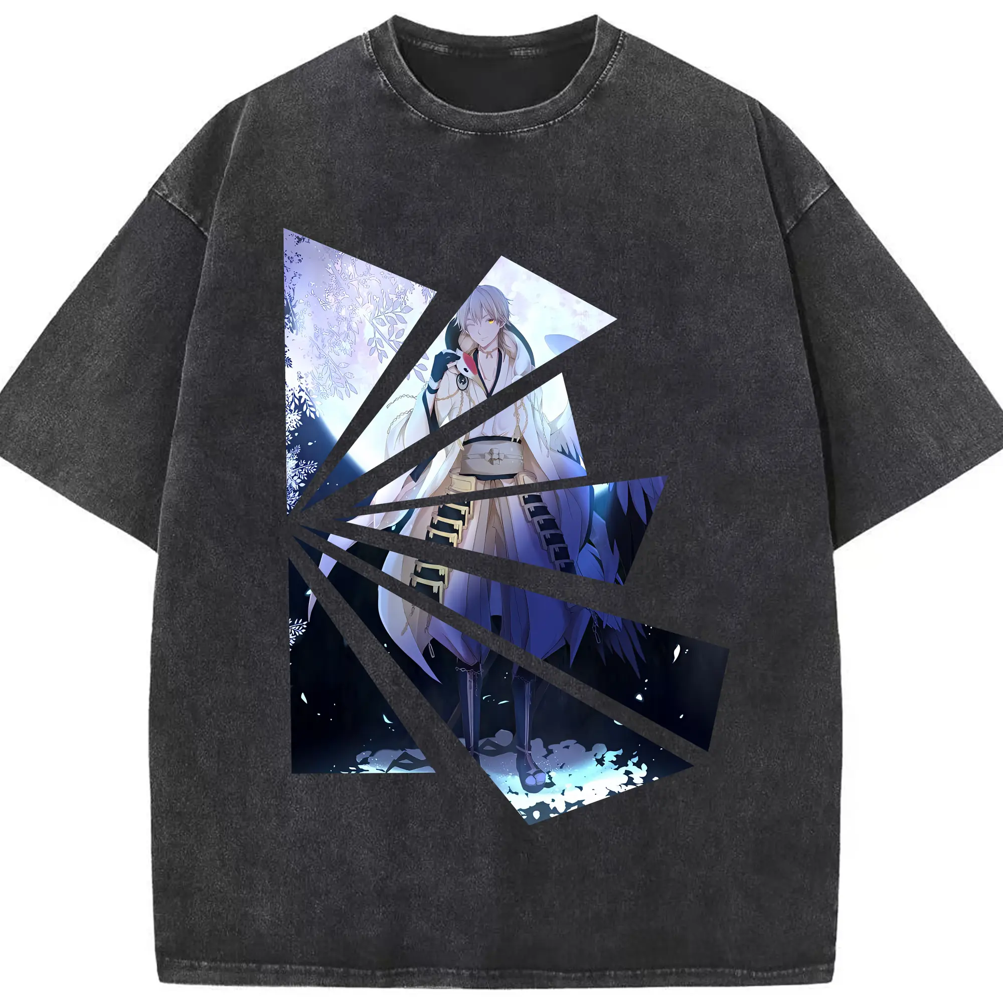 刀剣乱舞 グッズ,鶴丸国永 - 綿100％ ヴィンテージ風 半袖Tシャツ ・ フロントプリント ・ 柔らか肌触り ・ 通気性 快適 ・ スポーツ カジュアル 外出用