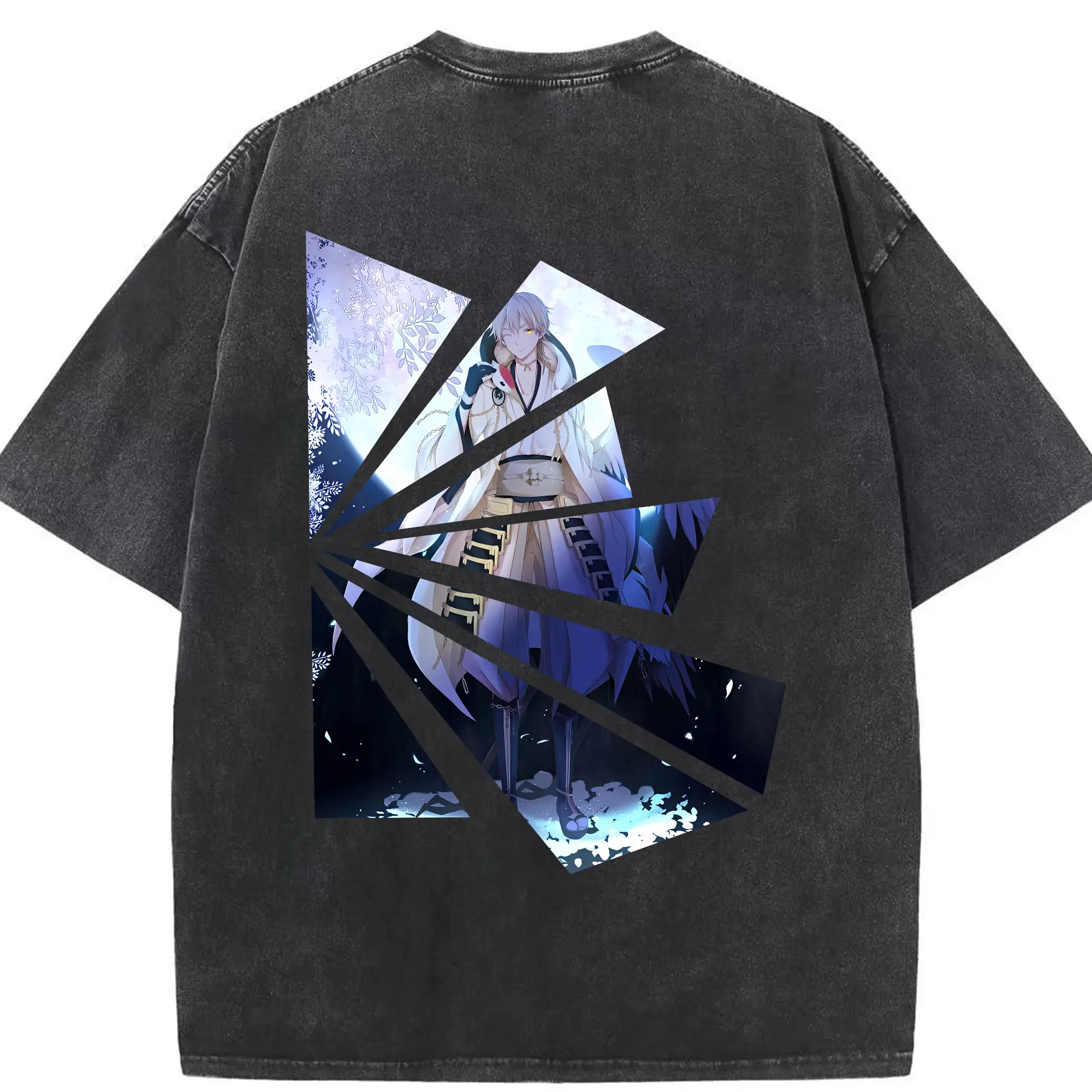 刀剣乱舞 グッズ,鶴丸国永 - 綿100％ ヴィンテージ風 半袖Tシャツ ・ 背面プリント ・ 柔らか肌触り ・ 通気性 快適 ・ スポーツ カジュアル 外出用