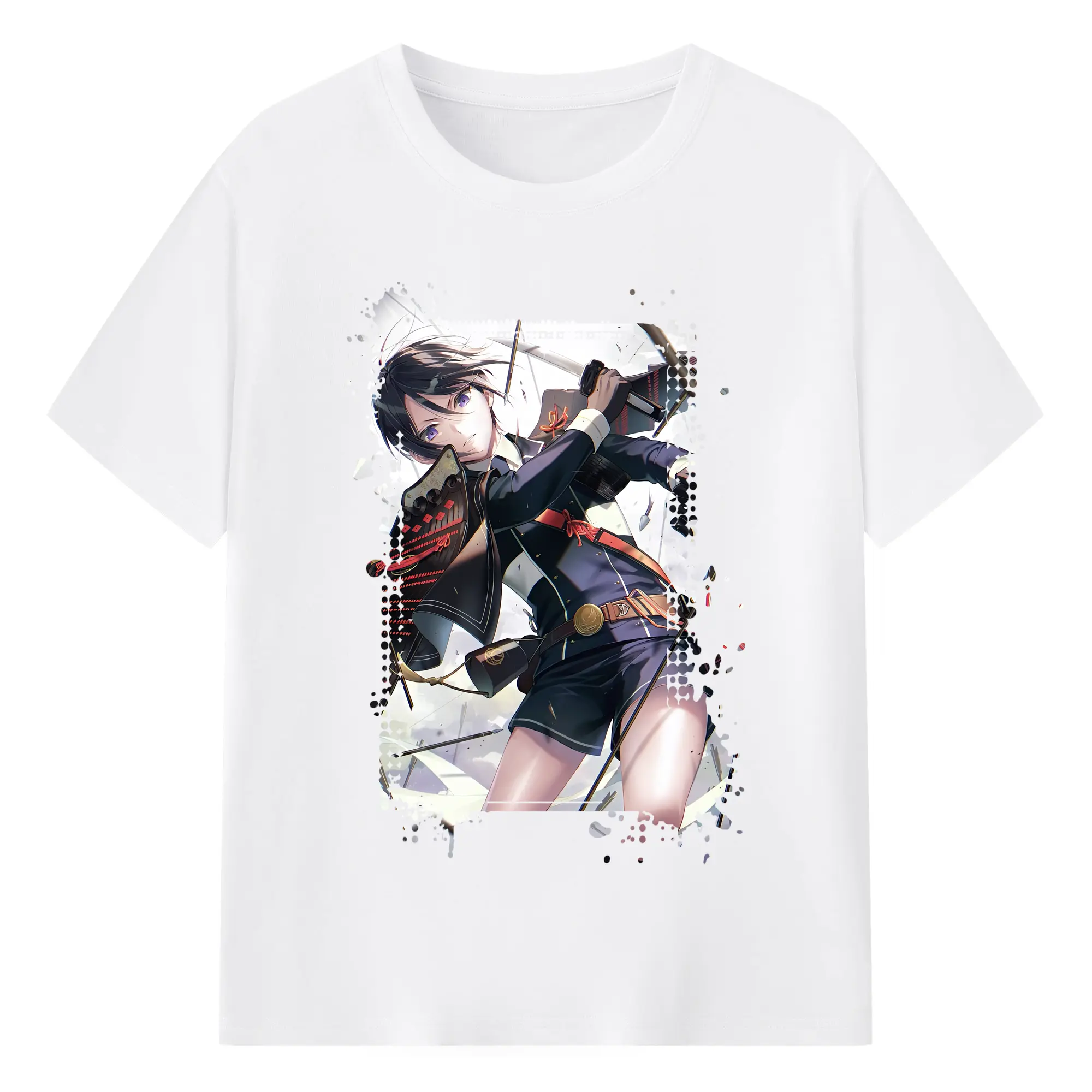 刀剣乱舞 グッズ,薬研藤四郎 - 綿100％ 半袖Tシャツ ・ フロントプリント ・ 快適 通気性 ・ 日常使い 散歩 スポーツ用