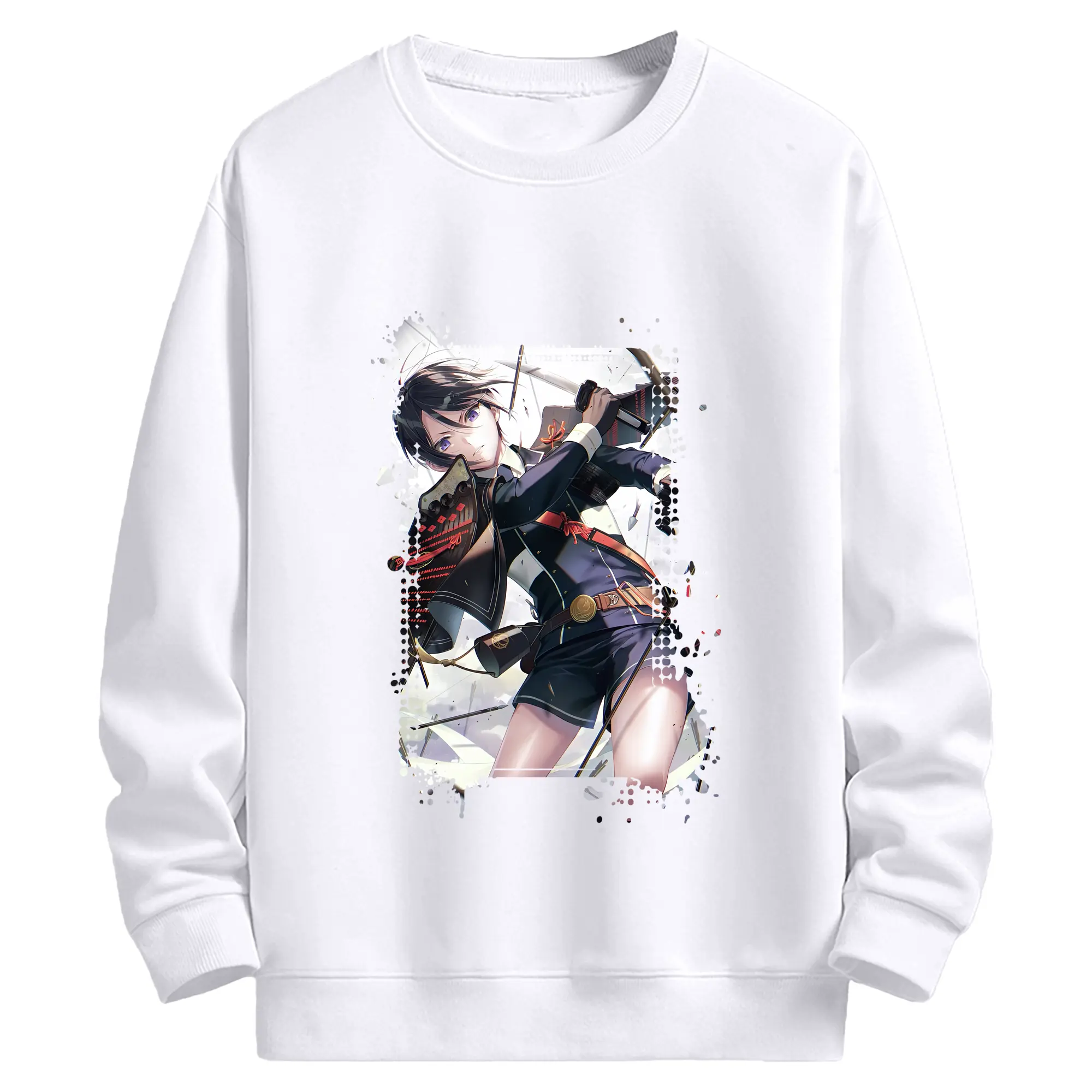 刀剣乱舞 グッズ,薬研藤四郎 - 高品質 クルーネック スウェット ・ コットン59％ ポリエステル41％ ・ ユニセックス 長袖 トレーナー ・ カジュアル デイリー スポーツ 散歩用