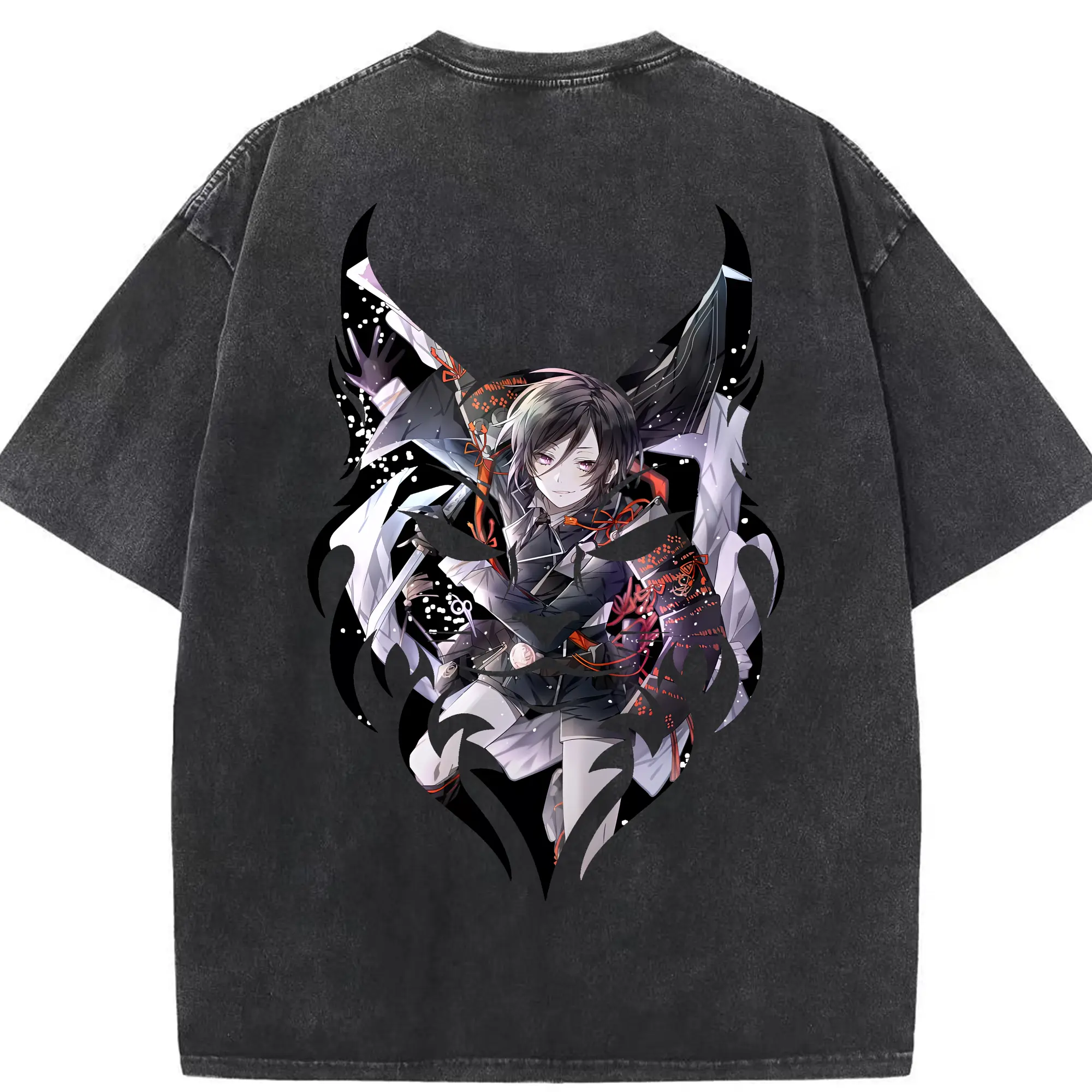 刀剣乱舞 グッズ,薬研藤四郎 - 綿100％ ヴィンテージ風 半袖Tシャツ ・ 背面プリント ・ 柔らか肌触り ・ 通気性 快適 ・ スポーツ カジュアル 外出用