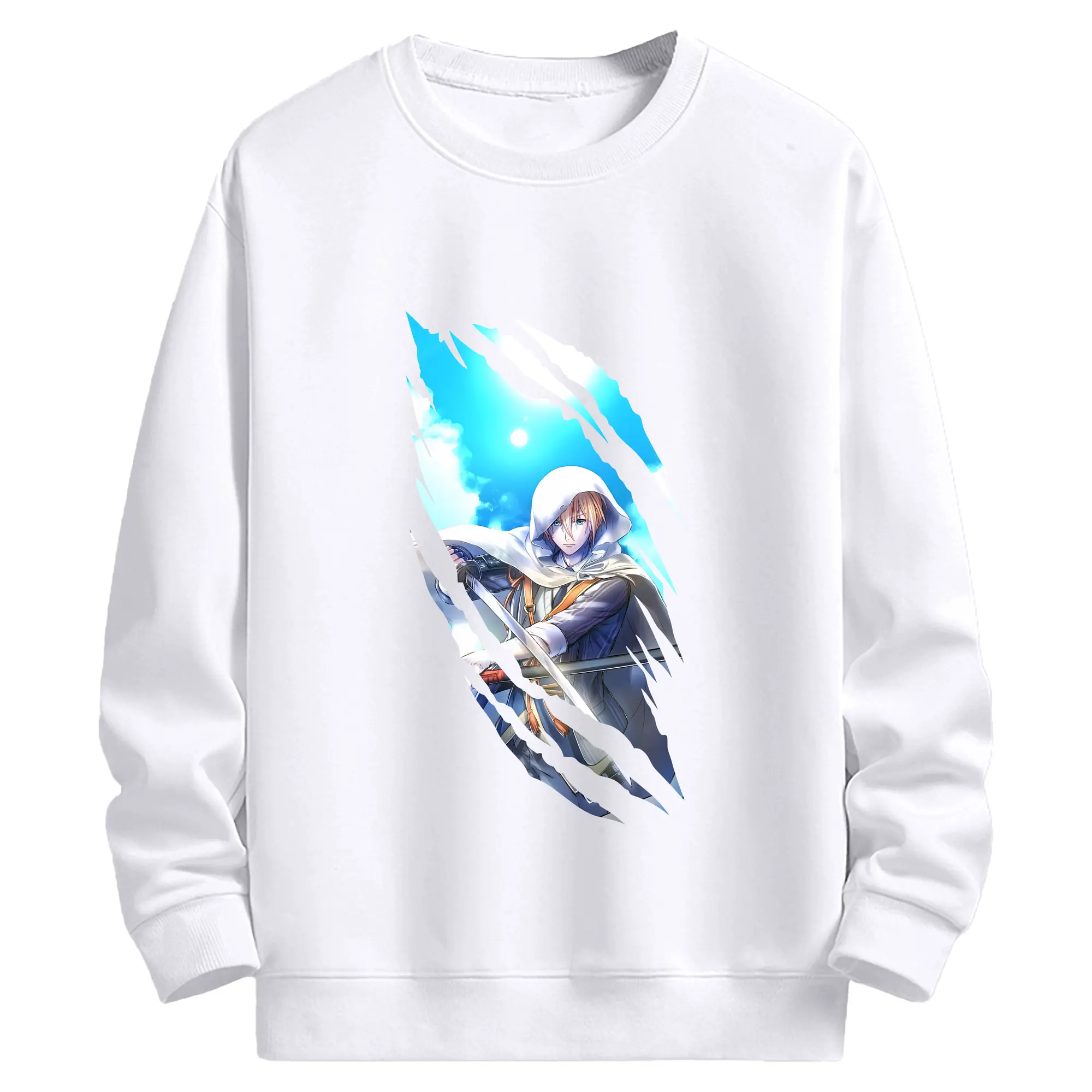 刀剣乱舞 グッズ,山姥切国広 - 高品質 クルーネック スウェット ・ コットン59％ ポリエステル41％ ・ ユニセックス 長袖 トレーナー ・ カジュアル デイリー スポーツ 散歩用