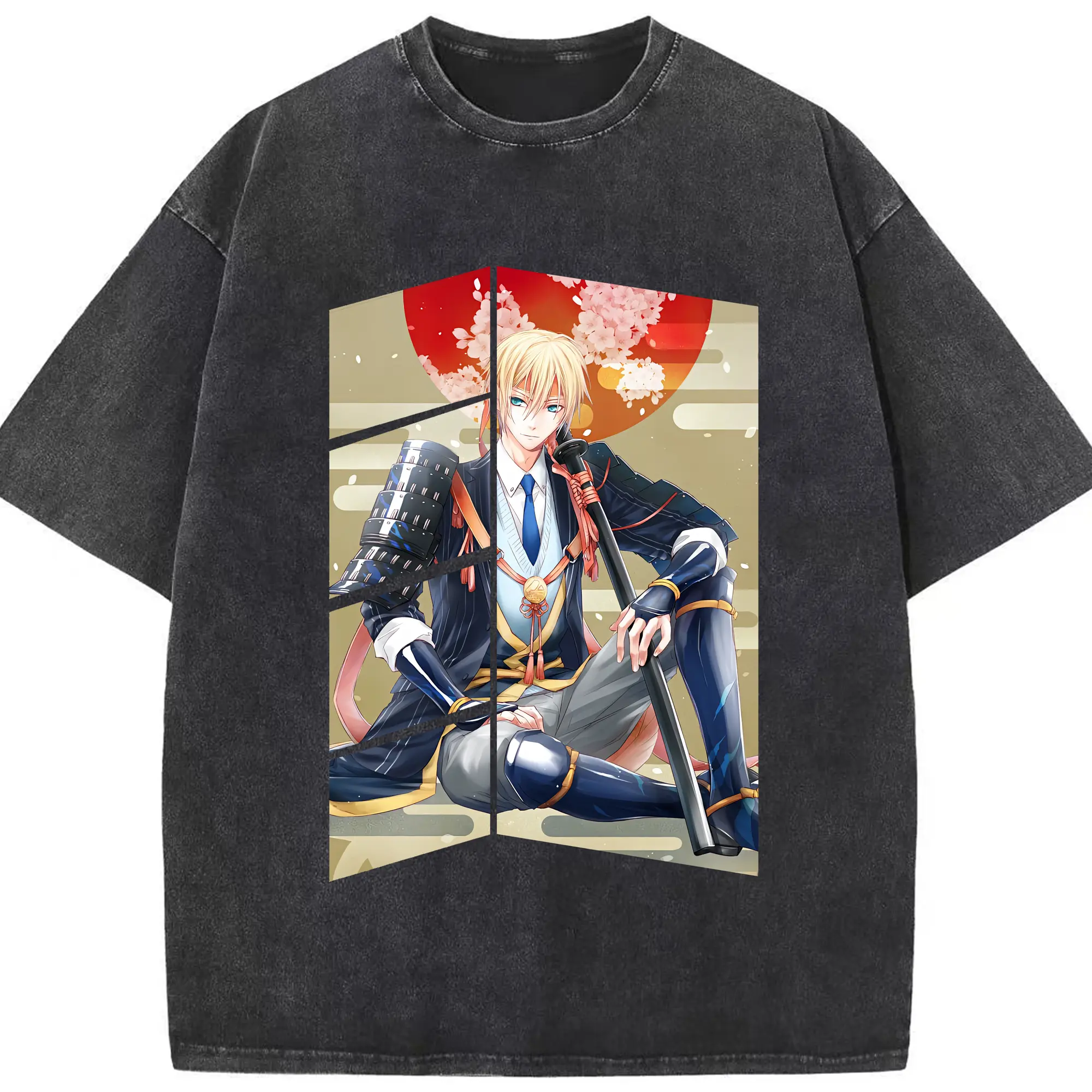 刀剣乱舞 グッズ,山姥切国広 - 綿100％ ヴィンテージ風 半袖Tシャツ ・ フロントプリント ・ 柔らか肌触り ・ 通気性 快適 ・ スポーツ カジュアル 外出用
