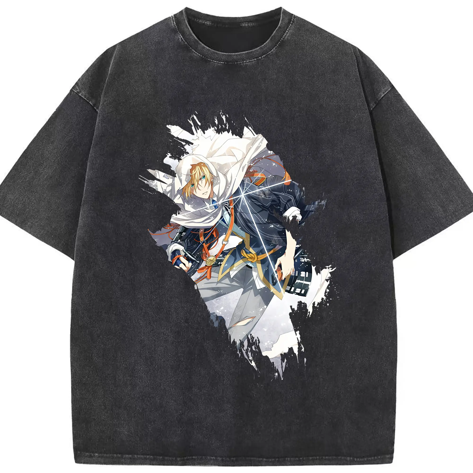 刀剣乱舞 グッズ,山姥切国広 - 綿100％ ヴィンテージ風 半袖Tシャツ ・ フロントプリント ・ 柔らか肌触り ・ 通気性 快適 ・ スポーツ カジュアル 外出用