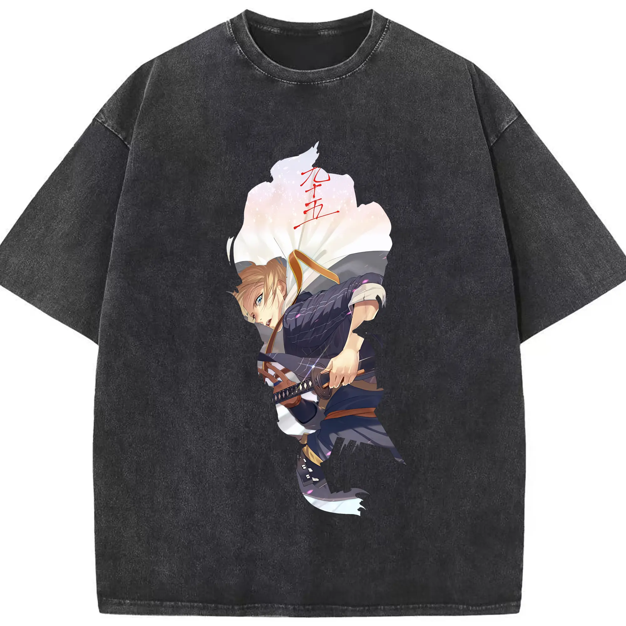 刀剣乱舞 グッズ,山姥切国広 - 綿100％ ヴィンテージ風 半袖Tシャツ ・ フロントプリント ・ 柔らか肌触り ・ 通気性 快適 ・ スポーツ カジュアル 外出用