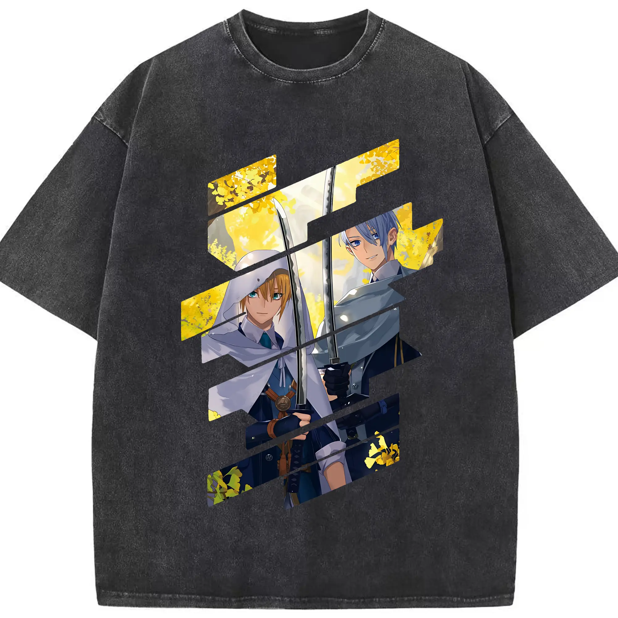 刀剣乱舞 グッズ,山姥切国広 - 綿100％ ヴィンテージ風 半袖Tシャツ ・ フロントプリント ・ 柔らか肌触り ・ 通気性 快適 ・ スポーツ カジュアル 外出用