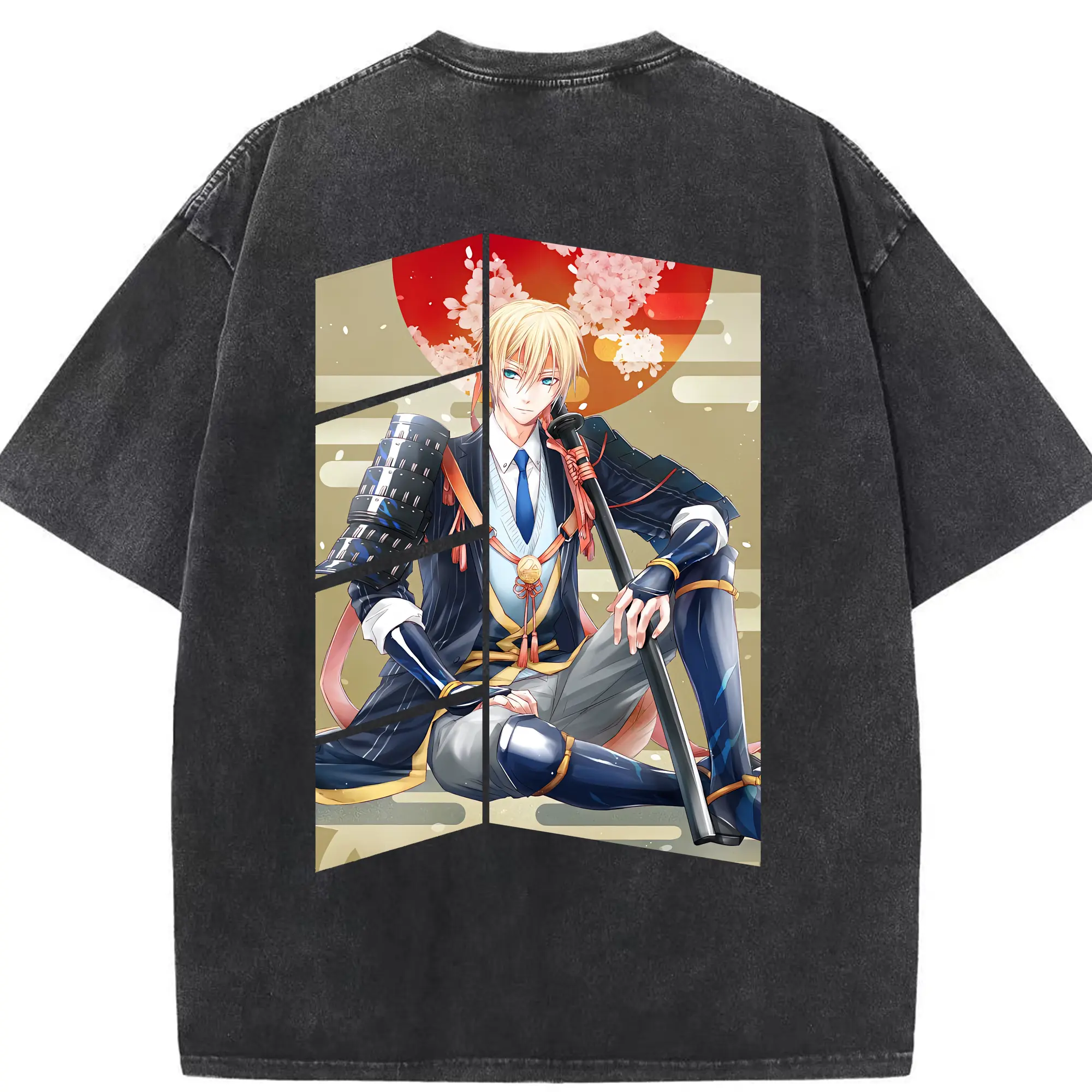 刀剣乱舞 グッズ,山姥切国広 - 綿100％ ヴィンテージ風 半袖Tシャツ ・ 背面プリント ・ 柔らか肌触り ・ 通気性 快適 ・ スポーツ カジュアル 外出用