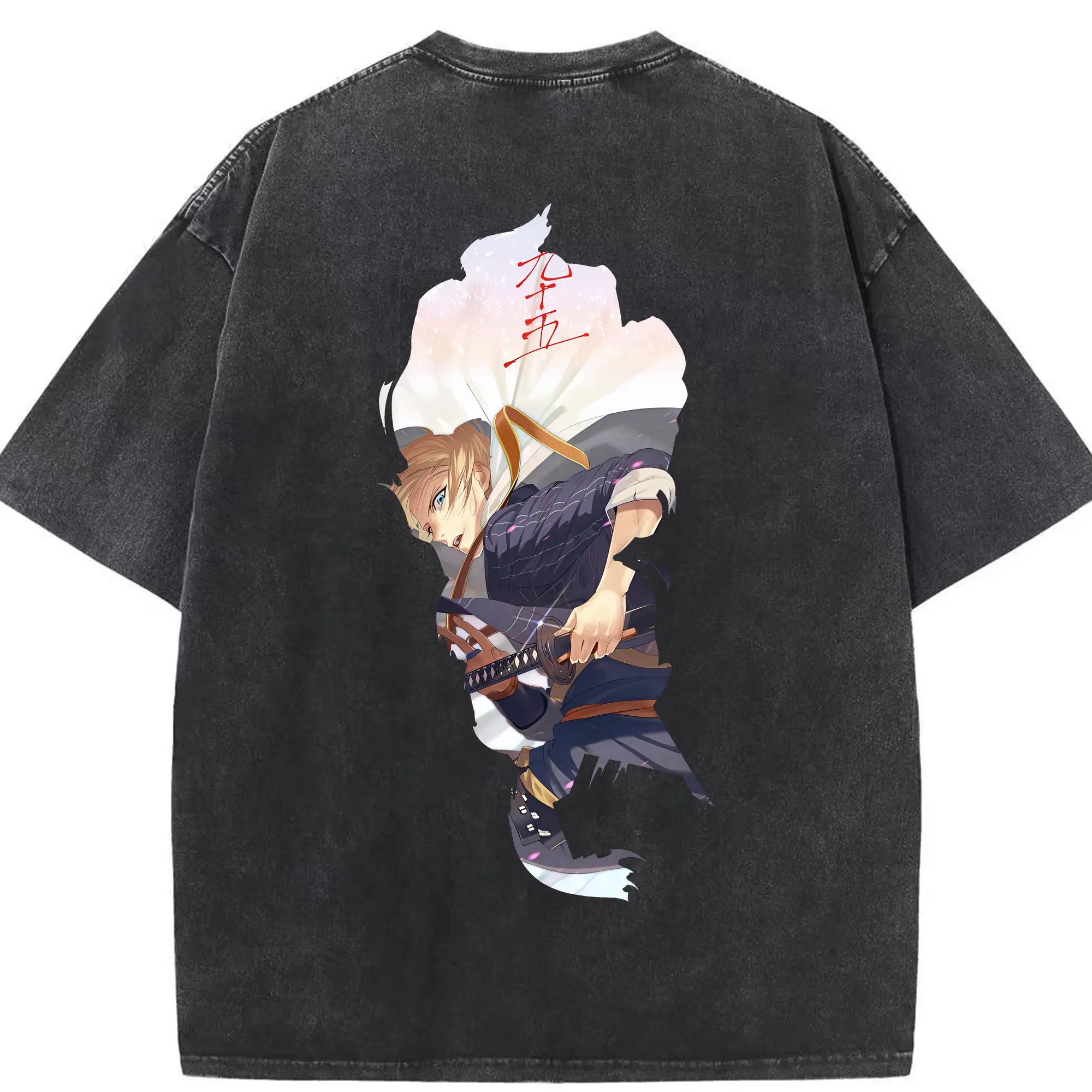 刀剣乱舞 グッズ,山姥切国広 - 綿100％ ヴィンテージ風 半袖Tシャツ ・ 背面プリント ・ 柔らか肌触り ・ 通気性 快適 ・ スポーツ カジュアル 外出用