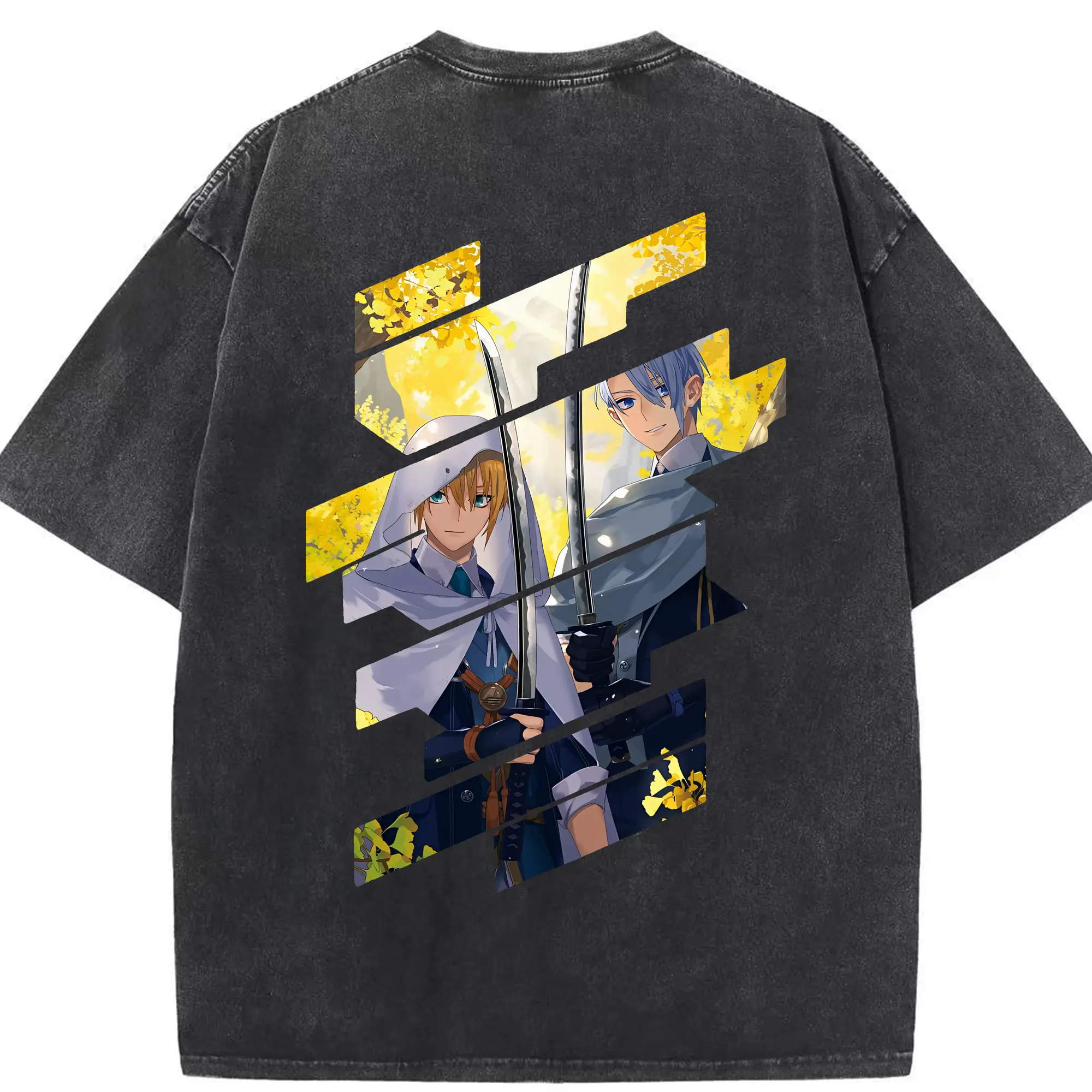 刀剣乱舞 グッズ,山姥切国広 - 綿100％ ヴィンテージ風 半袖Tシャツ ・ 背面プリント ・ 柔らか肌触り ・ 通気性 快適 ・ スポーツ カジュアル 外出用