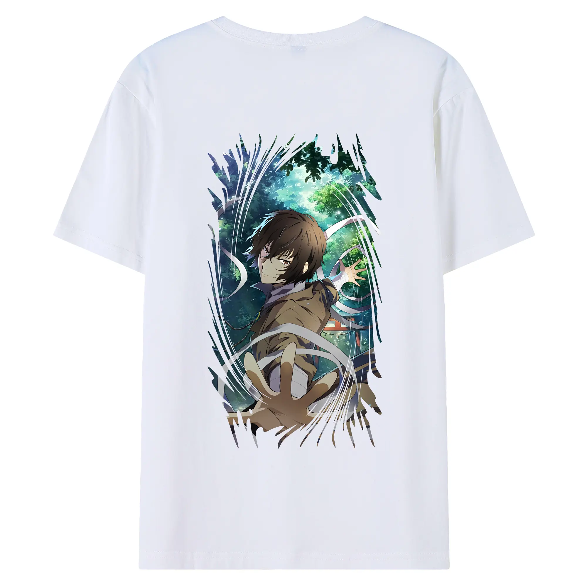 文豪ストレイドッグス グッズ,太宰治 - 綿100％ 半袖Tシャツ ・ バックプリント ・ 快適 通気性 ・ 日常使い 散歩 スポーツ用