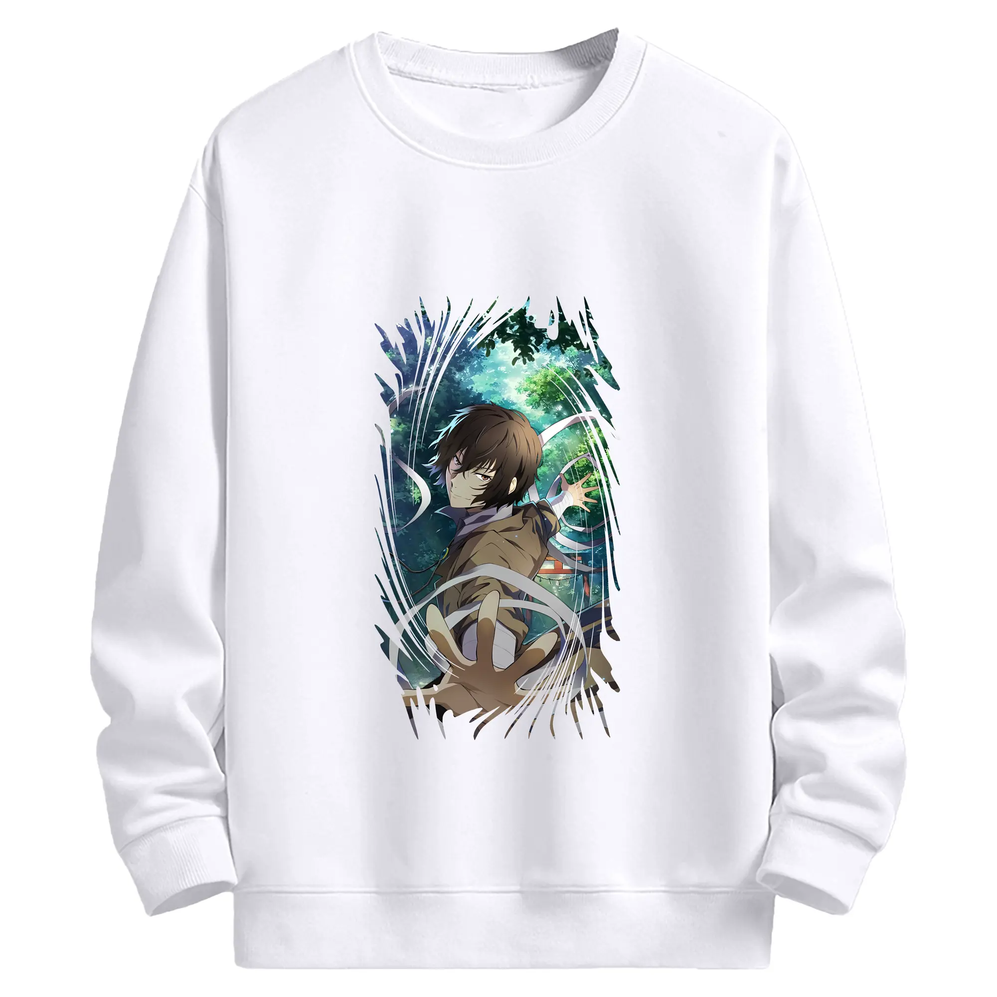 文豪ストレイドッグス グッズ,太宰治 - 高品質 クルーネック スウェット ・ コットン59％ ポリエステル41％ ・ ユニセックス 長袖 トレーナー ・ カジュアル デイリー スポーツ 散歩用