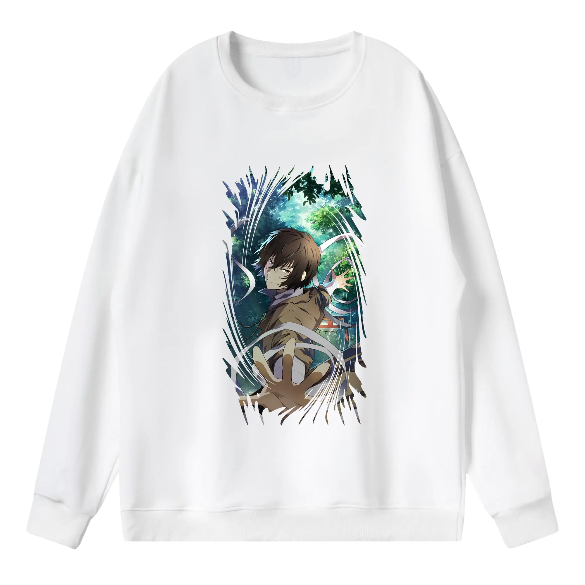 文豪ストレイドッグス グッズ,太宰治 - 薄手 クルーネック スウェット 裏毛260g · ポリエステル 春秋向け カジュアル 男女兼用 · トレーナー デイリー スポーツ 散歩に最適