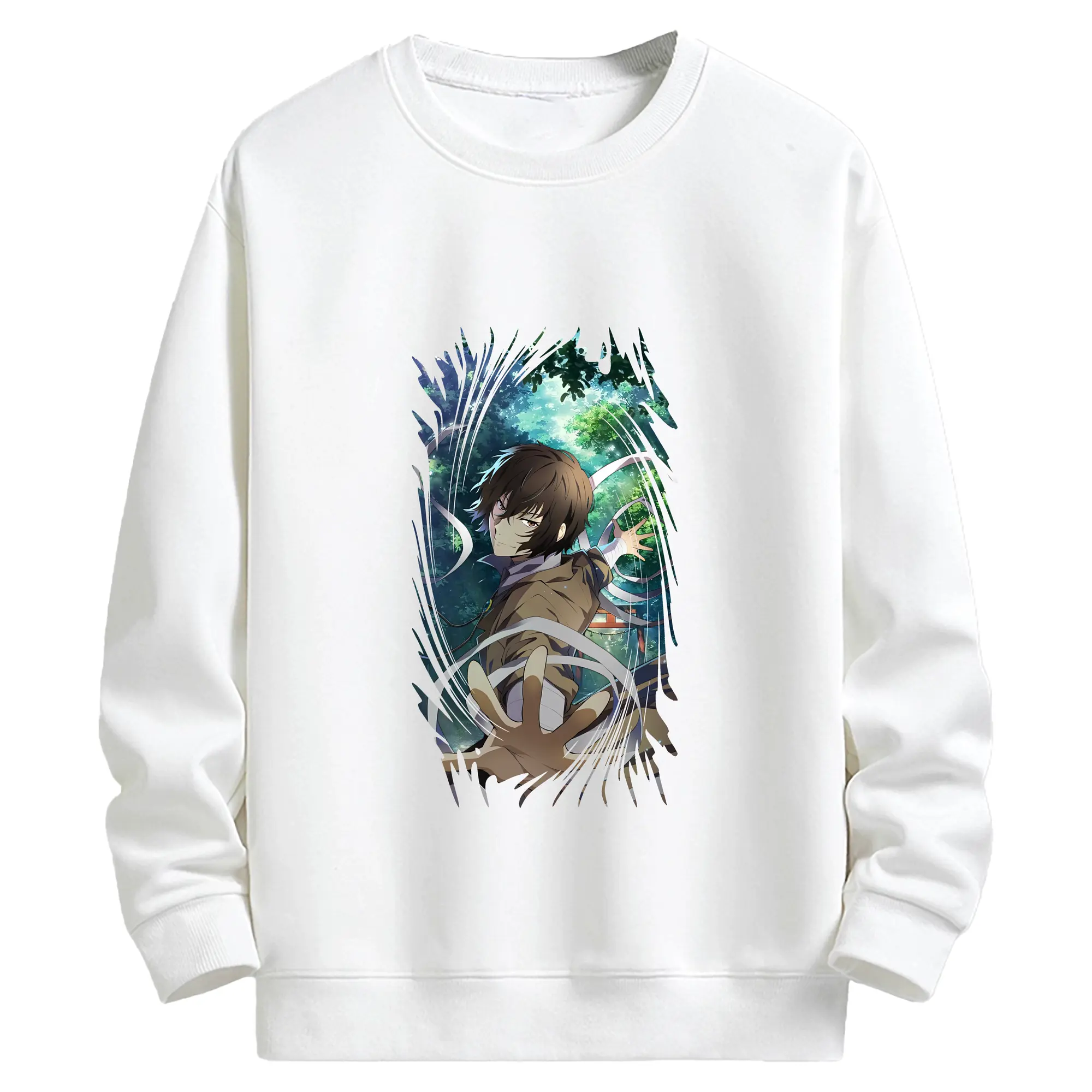 文豪ストレイドッグス グッズ,太宰治 - キッズ クルーネックスウェットシャツ ・ フロントプリント ・ 綿80％ ポリエステル20％ ・ 快適 通学 スポーツ 日常使い お散歩用