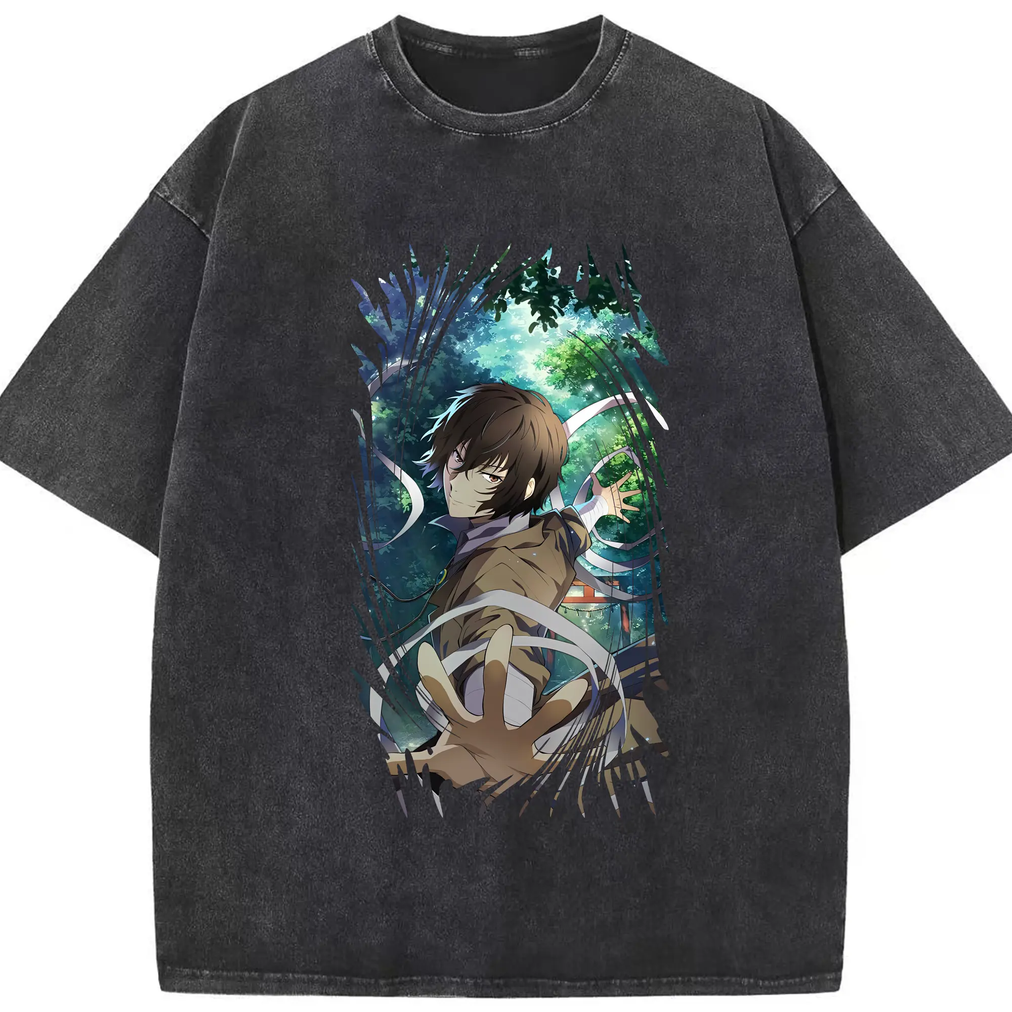 文豪ストレイドッグス グッズ,太宰治 - 綿100％ ヴィンテージ風 半袖Tシャツ ・ フロントプリント ・ 柔らか肌触り ・ 通気性 快適 ・ スポーツ カジュアル 外出用