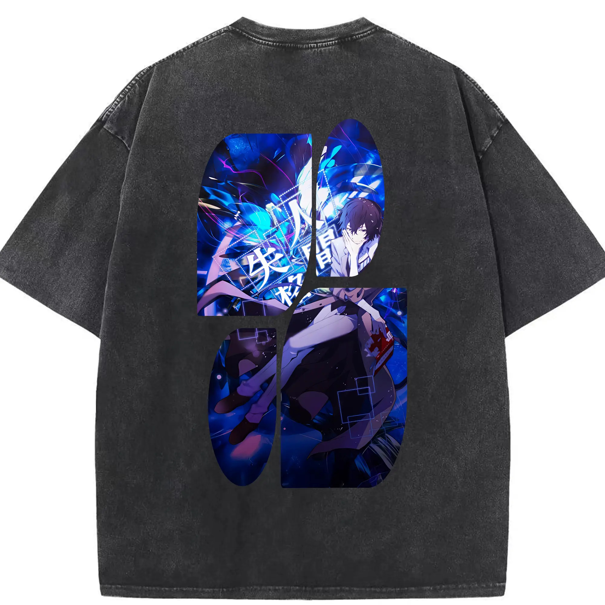 文豪ストレイドッグス グッズ,太宰治 - 綿100％ ヴィンテージ風 半袖Tシャツ ・ 背面プリント ・ 柔らか肌触り ・ 通気性 快適 ・ スポーツ カジュアル 外出用