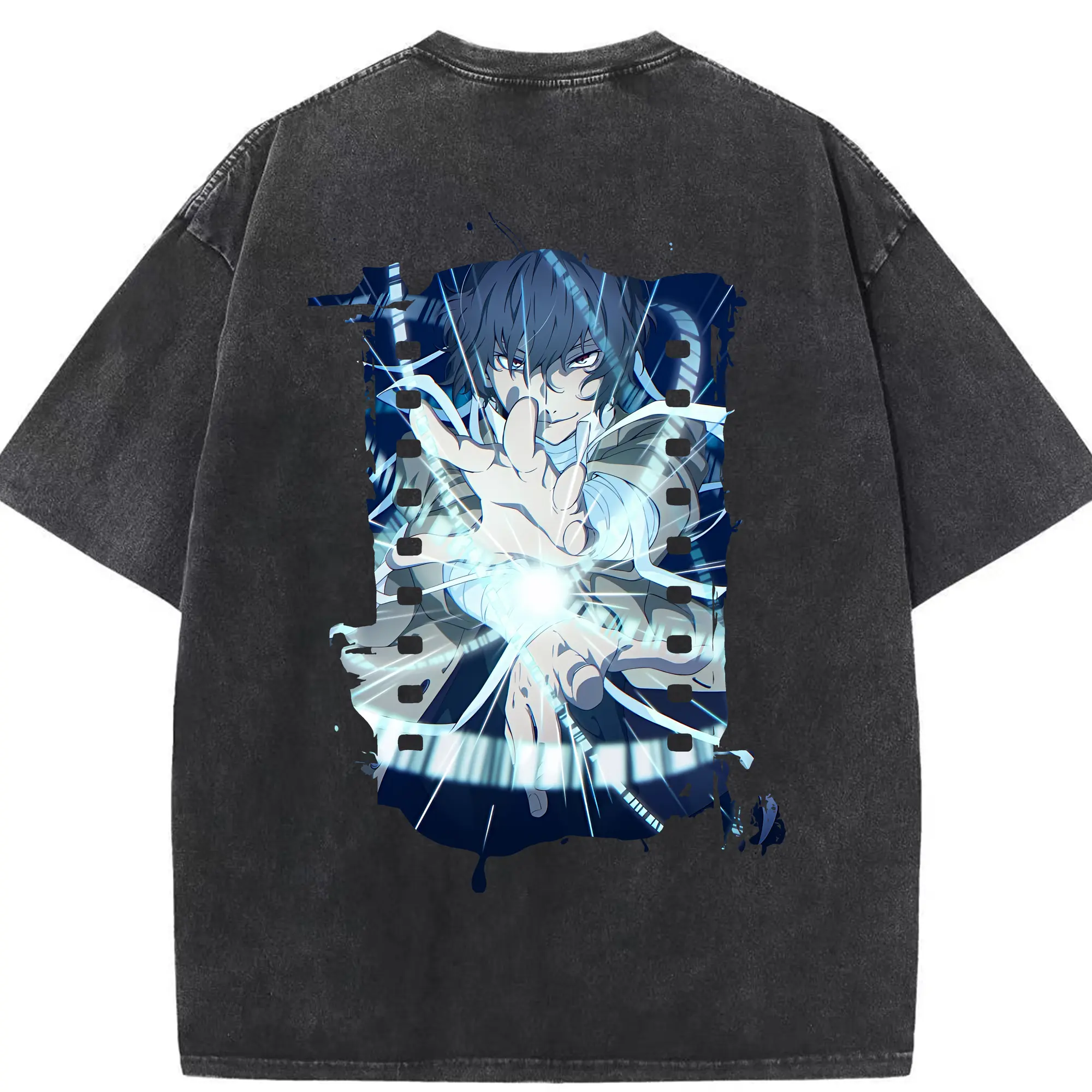 文豪ストレイドッグス グッズ,太宰治 - 綿100％ ヴィンテージ風 半袖Tシャツ ・ 背面プリント ・ 柔らか肌触り ・ 通気性 快適 ・ スポーツ カジュアル 外出用