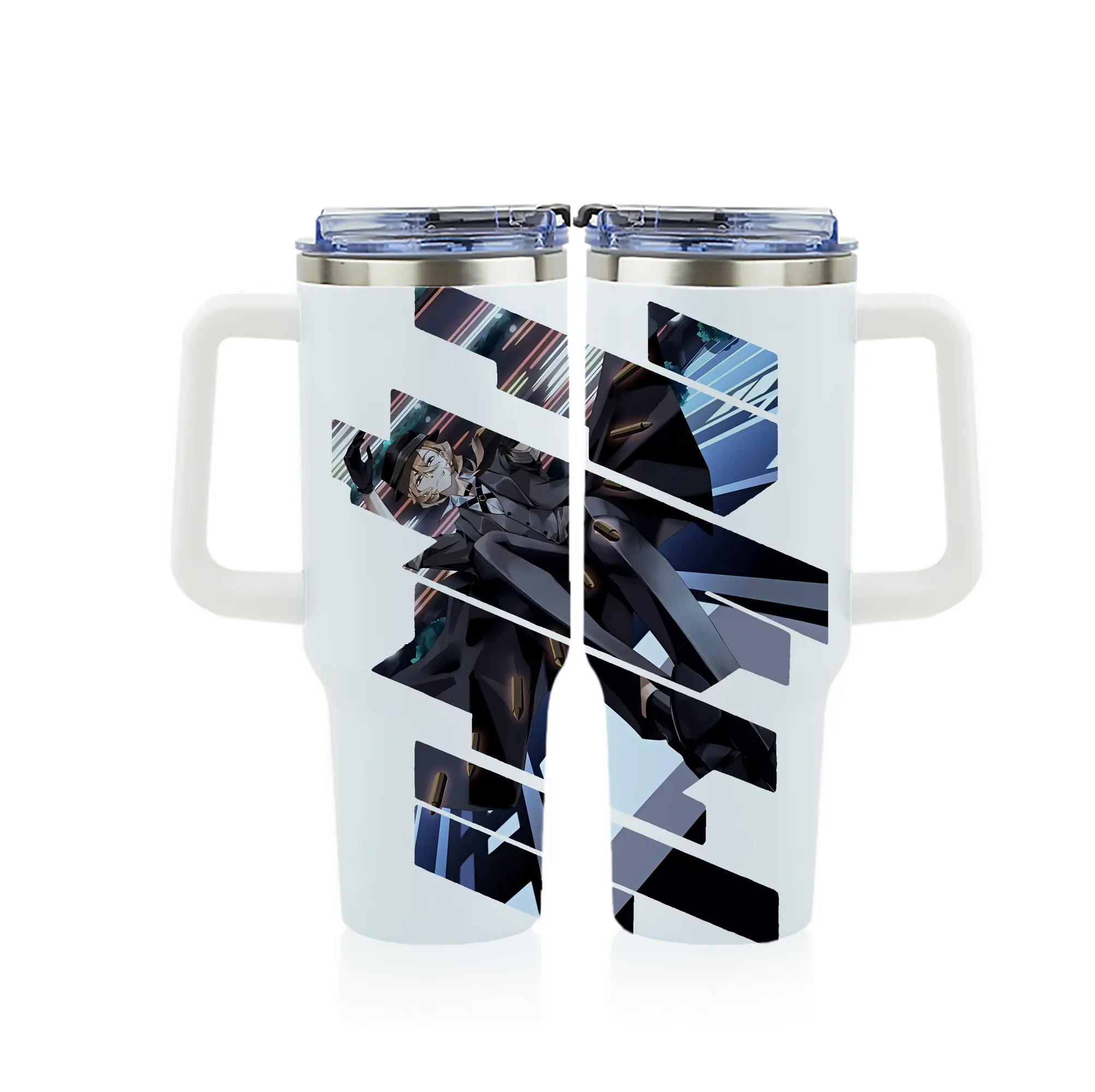 文豪ストレイドッグス グッズ,中原中也 - 1200mL フルプリント車用タンブラー ・ 304ステンレス 内側 ・ 201ステンレス 外側 ・ 保温 保冷 ・ 通勤 ドライブ アウトドア用