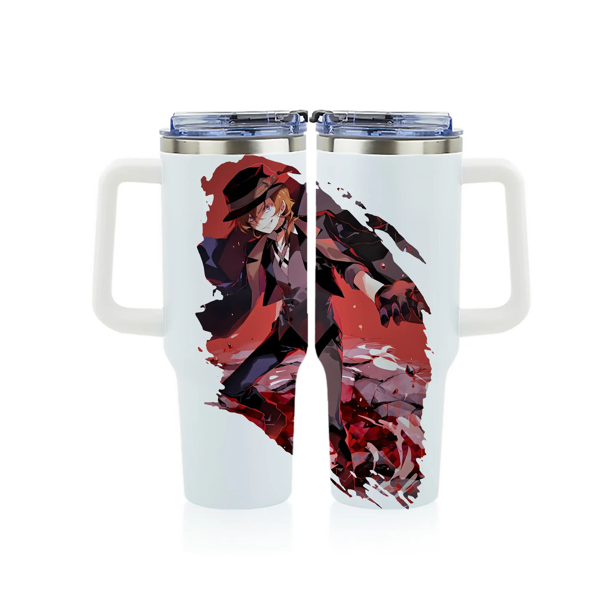 文豪ストレイドッグス グッズ,中原中也 - 1200mL フルプリント車用タンブラー ・ 304ステンレス 内側 ・ 201ステンレス 外側 ・ 保温 保冷 ・ 通勤 ドライブ アウトドア用