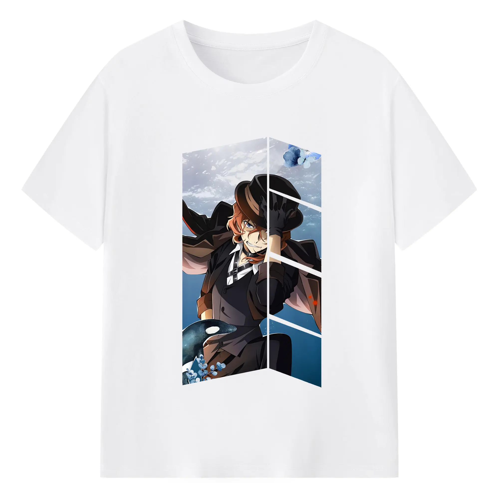 文豪ストレイドッグス グッズ,中原中也 - 綿100％ 半袖Tシャツ ・ フロントプリント ・ 快適 通気性 ・ 日常使い 散歩 スポーツ用