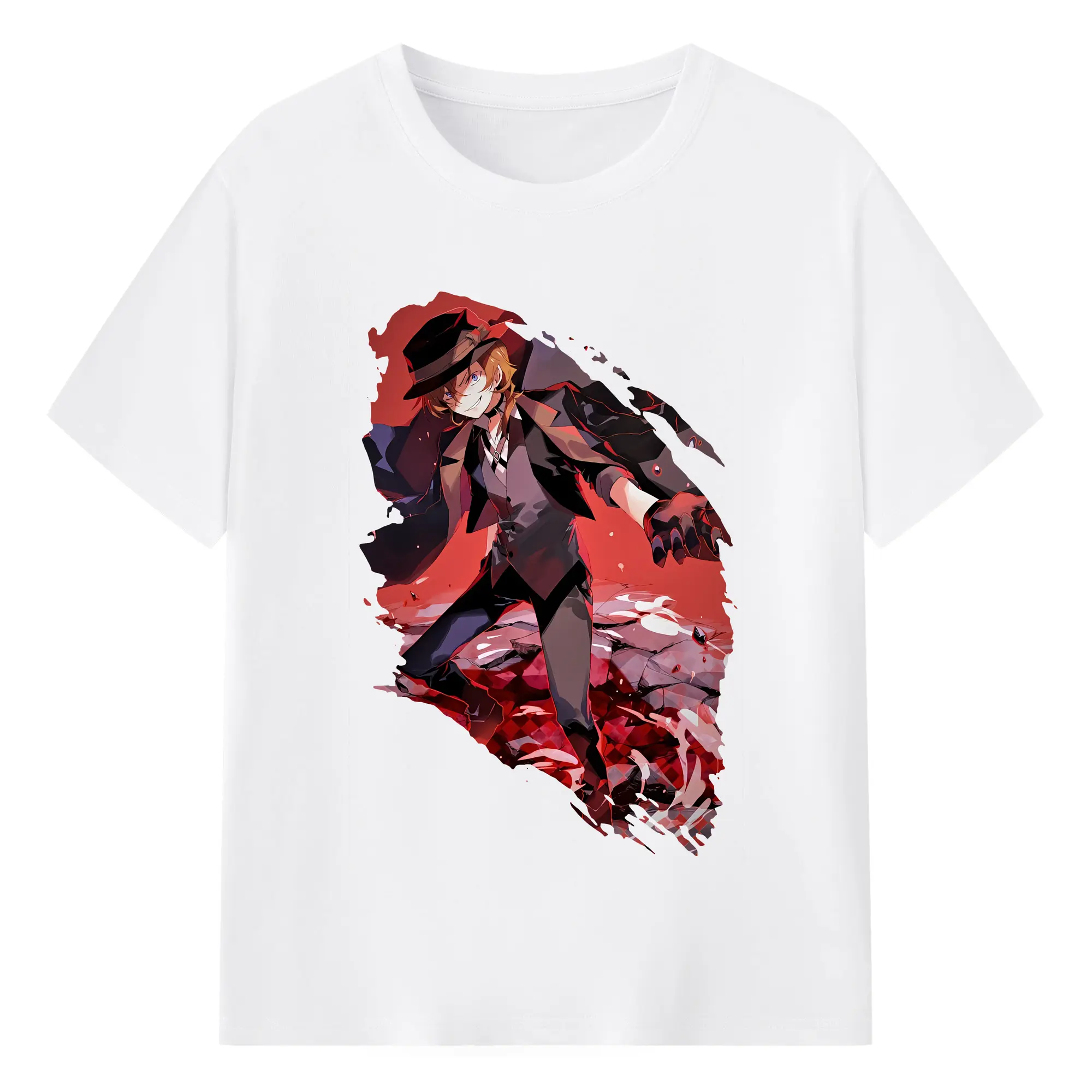 文豪ストレイドッグス グッズ,中原中也 - 綿100％ 半袖Tシャツ ・ フロントプリント ・ 快適 通気性 ・ 日常使い 散歩 スポーツ用