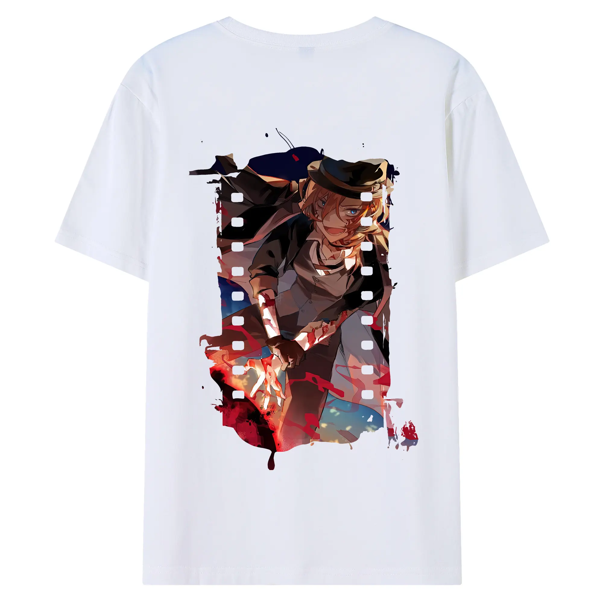 文豪ストレイドッグス グッズ,中原中也 - 綿100％ 半袖Tシャツ ・ バックプリント ・ 快適 通気性 ・ 日常使い 散歩 スポーツ用