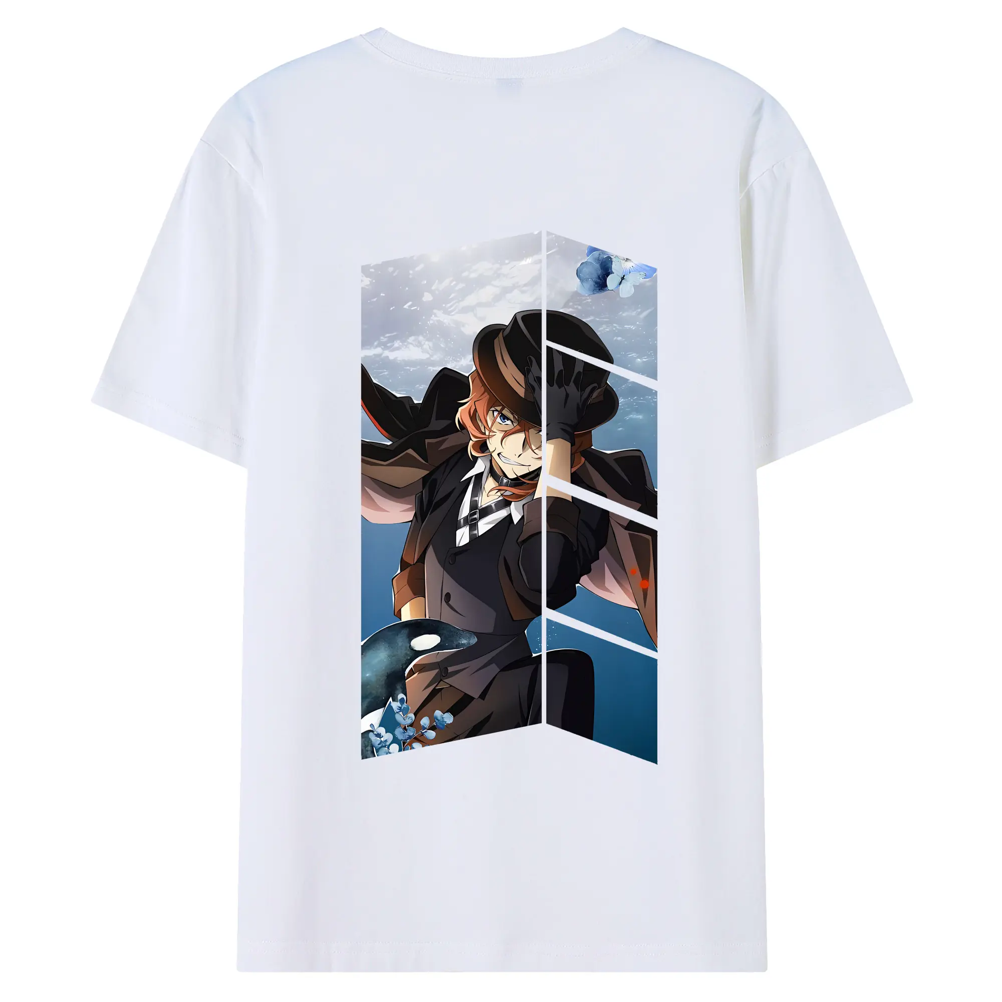 文豪ストレイドッグス グッズ,中原中也 - 綿100％ 半袖Tシャツ ・ バックプリント ・ 快適 通気性 ・ 日常使い 散歩 スポーツ用