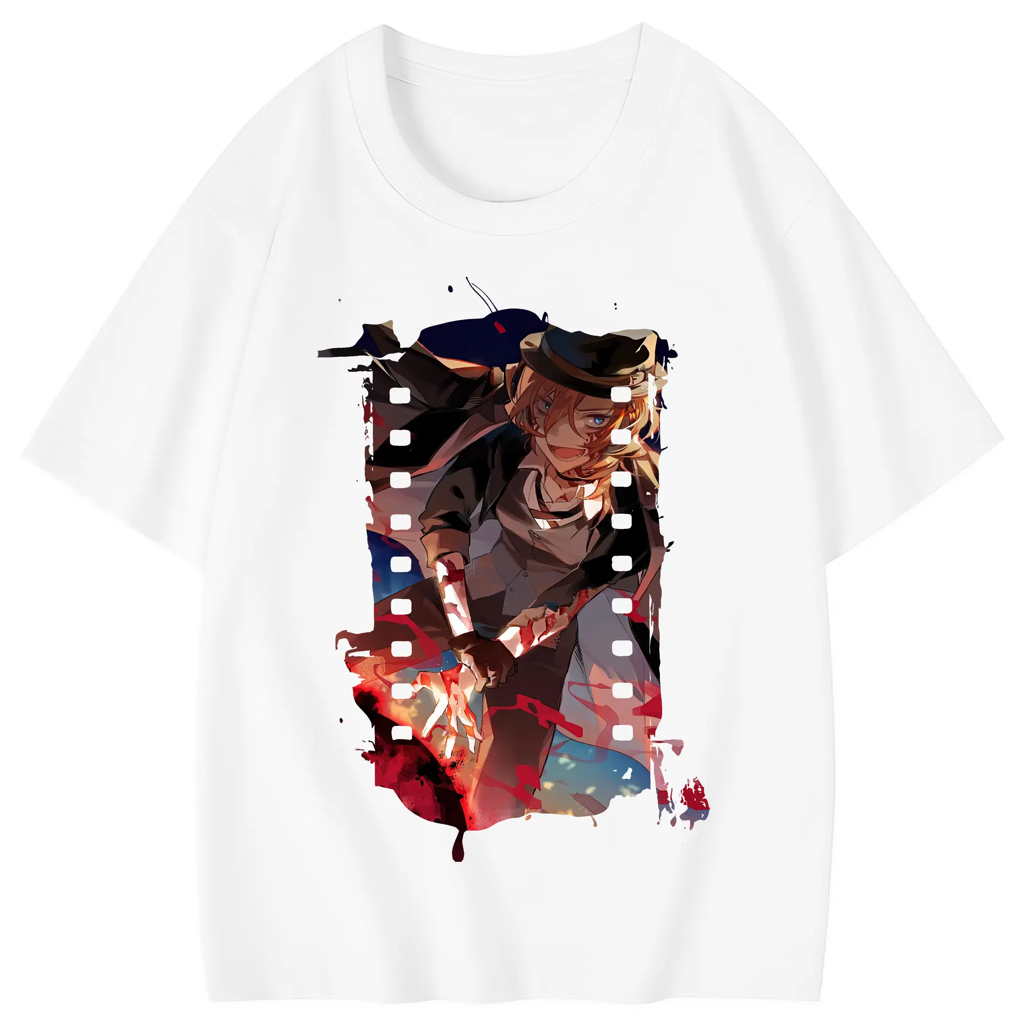 文豪ストレイドッグス グッズ,中原中也 - 綿100％ キッズTシャツ ・ フロントプリント ・ 快適 通気性 ・ スポーツ カジュアル 散歩用