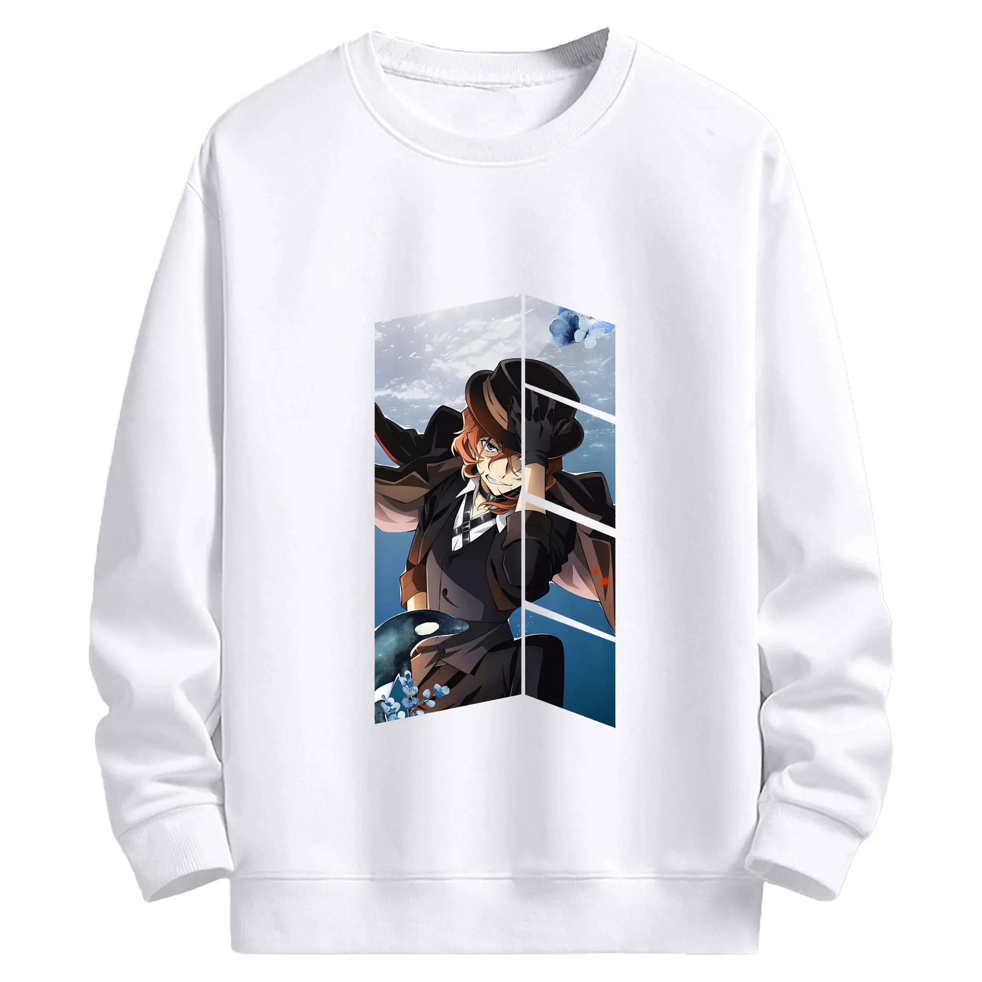 文豪ストレイドッグス グッズ,中原中也 - 高品質 クルーネック スウェット ・ コットン59％ ポリエステル41％ ・ ユニセックス 長袖 トレーナー ・ カジュアル デイリー スポーツ 散歩用