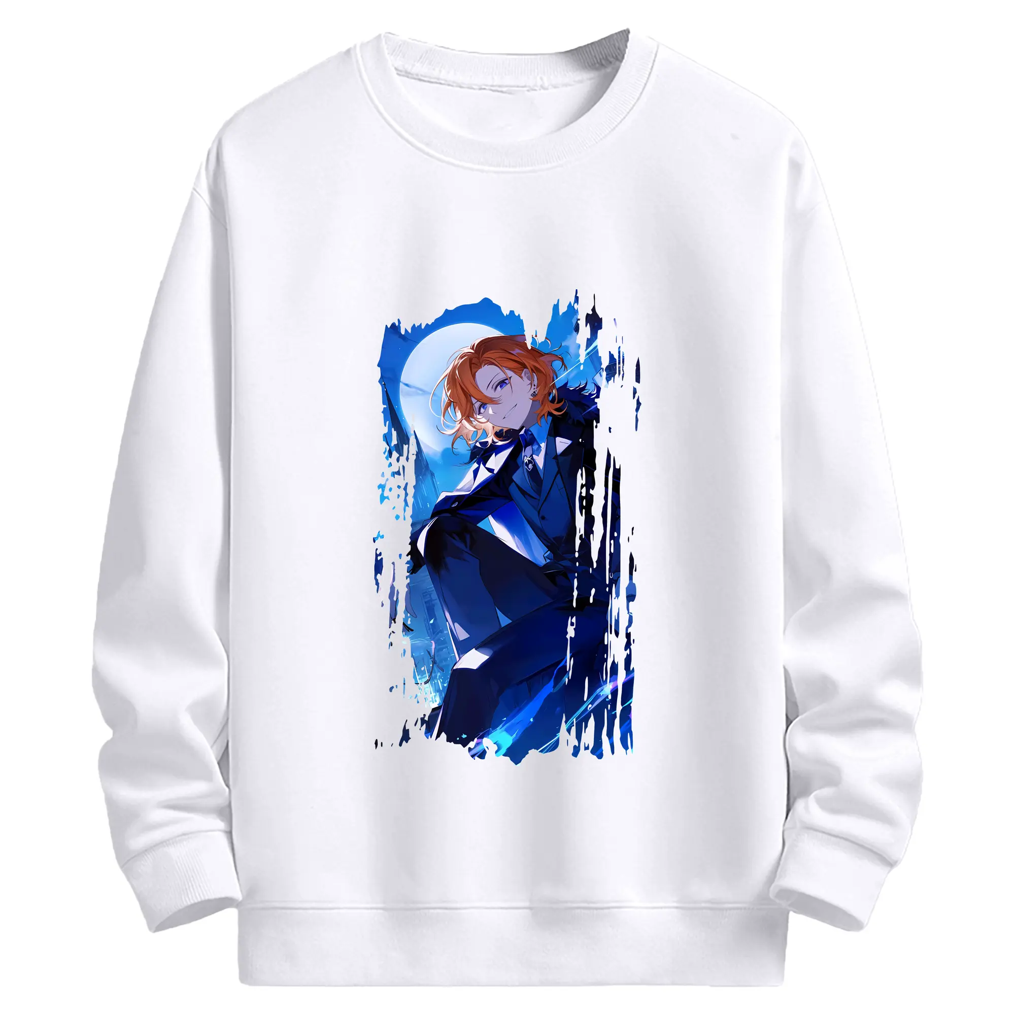 文豪ストレイドッグス グッズ,中原中也 - 高品質 クルーネック スウェット ・ コットン59％ ポリエステル41％ ・ ユニセックス 長袖 トレーナー ・ カジュアル デイリー スポーツ 散歩用