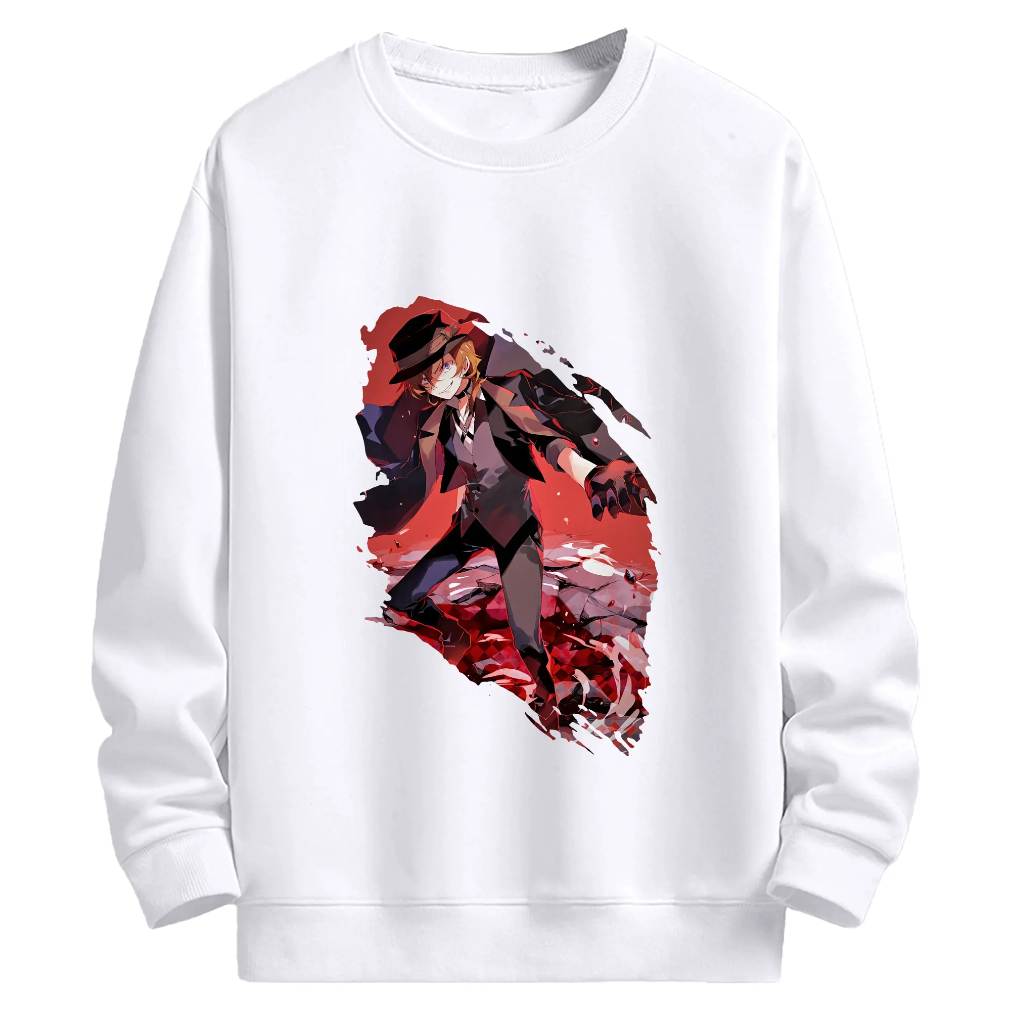 文豪ストレイドッグス グッズ,中原中也 - 高品質 クルーネック スウェット ・ コットン59％ ポリエステル41％ ・ ユニセックス 長袖 トレーナー ・ カジュアル デイリー スポーツ 散歩用