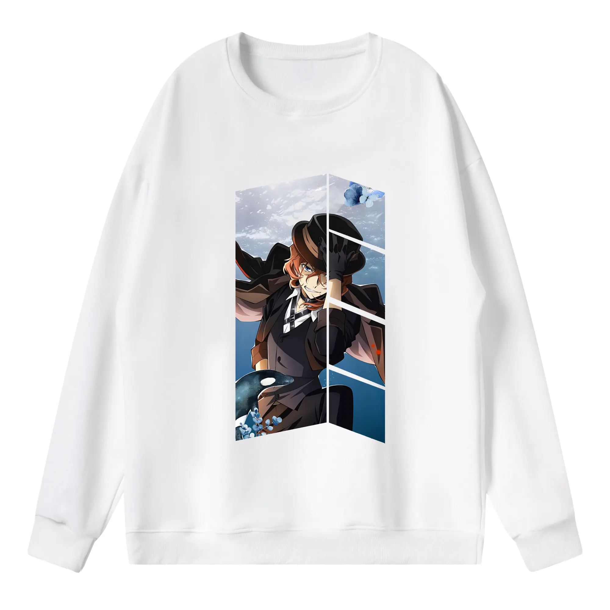 文豪ストレイドッグス グッズ,中原中也 - 薄手 クルーネック スウェット 裏毛260g · ポリエステル 春秋向け カジュアル 男女兼用 · トレーナー デイリー スポーツ 散歩に最適