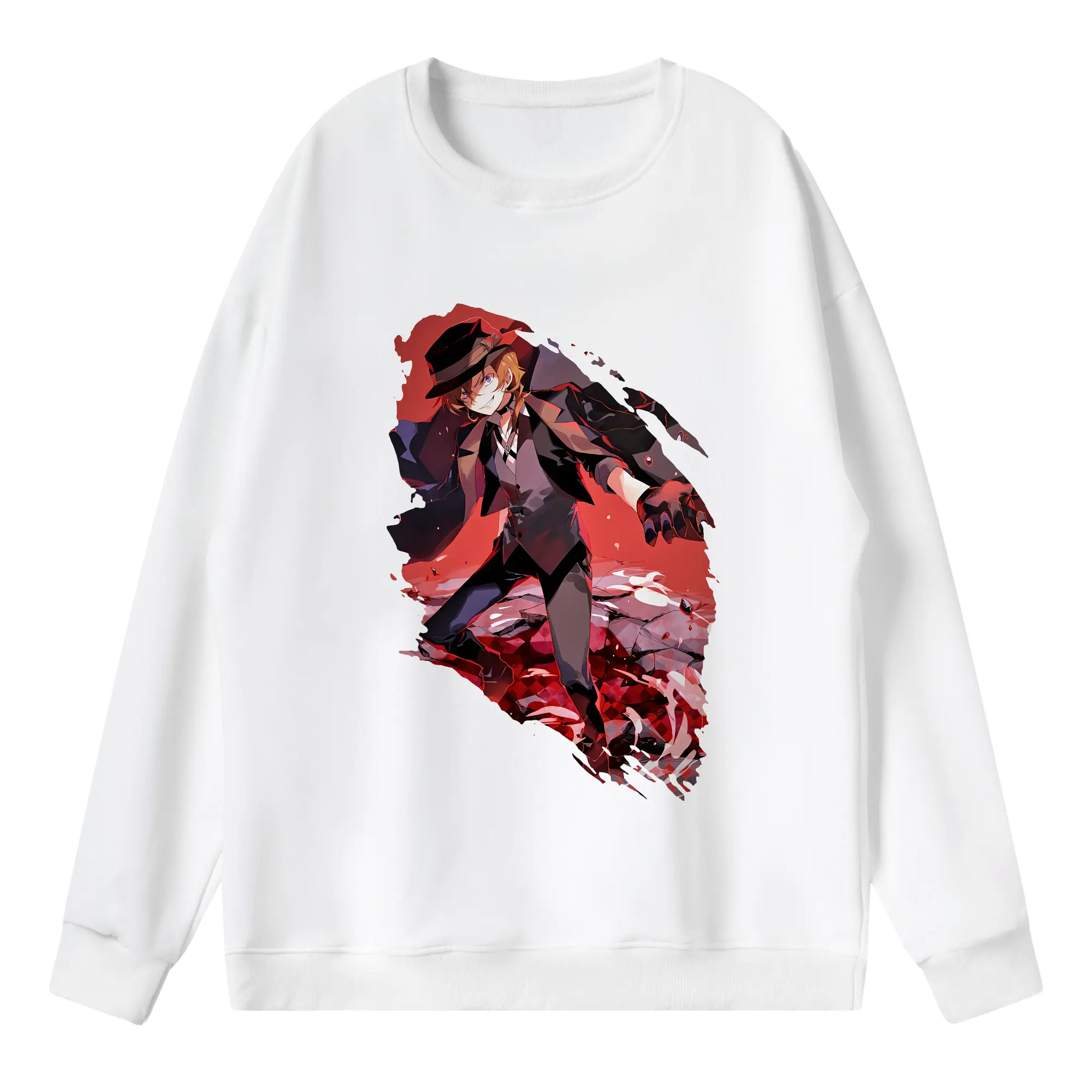 文豪ストレイドッグス グッズ,中原中也 - 薄手 クルーネック スウェット 裏毛260g · ポリエステル 春秋向け カジュアル 男女兼用 · トレーナー デイリー スポーツ 散歩に最適