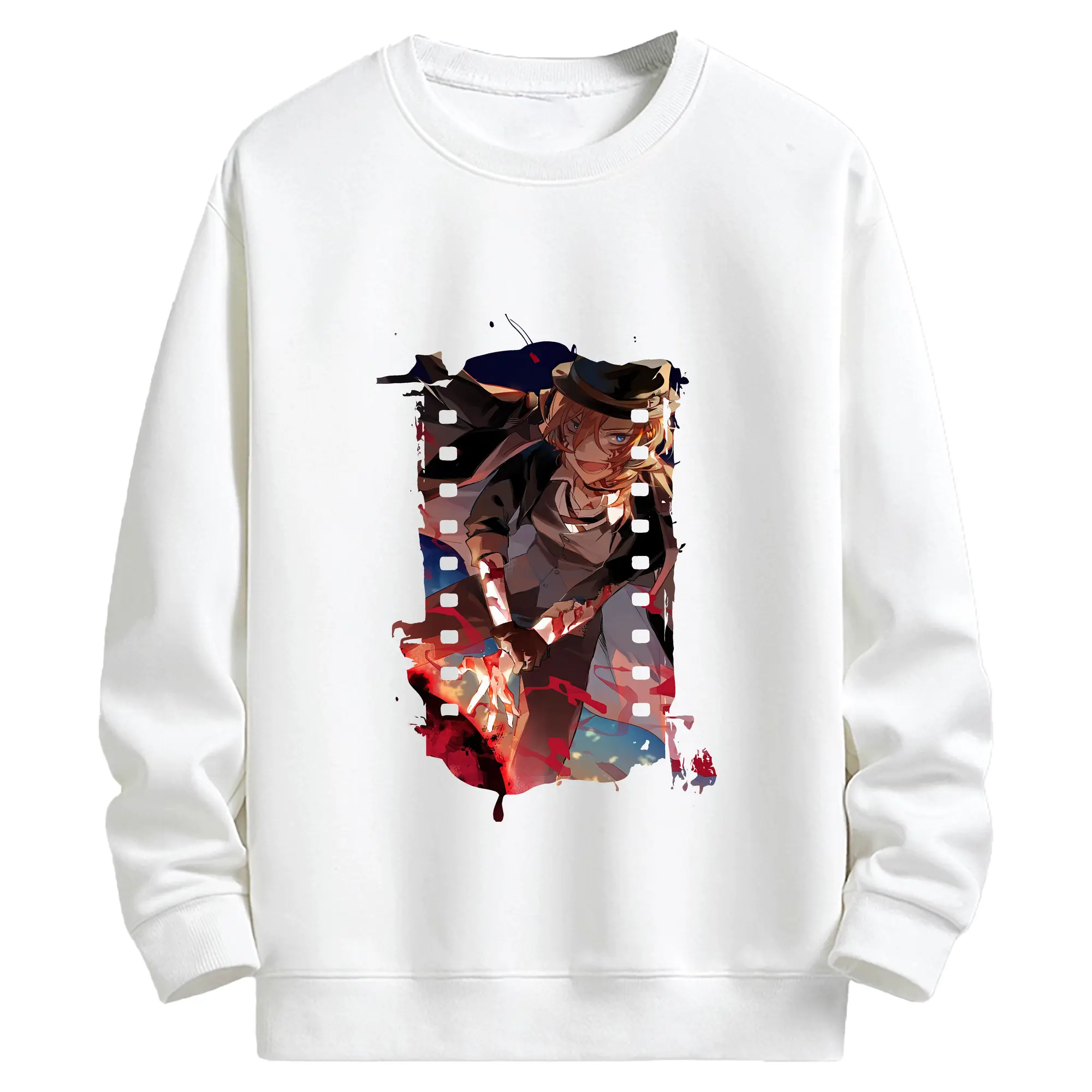 文豪ストレイドッグス グッズ,中原中也 - キッズ クルーネックスウェットシャツ ・ フロントプリント ・ 綿80％ ポリエステル20％ ・ 快適 通学 スポーツ 日常使い お散歩用