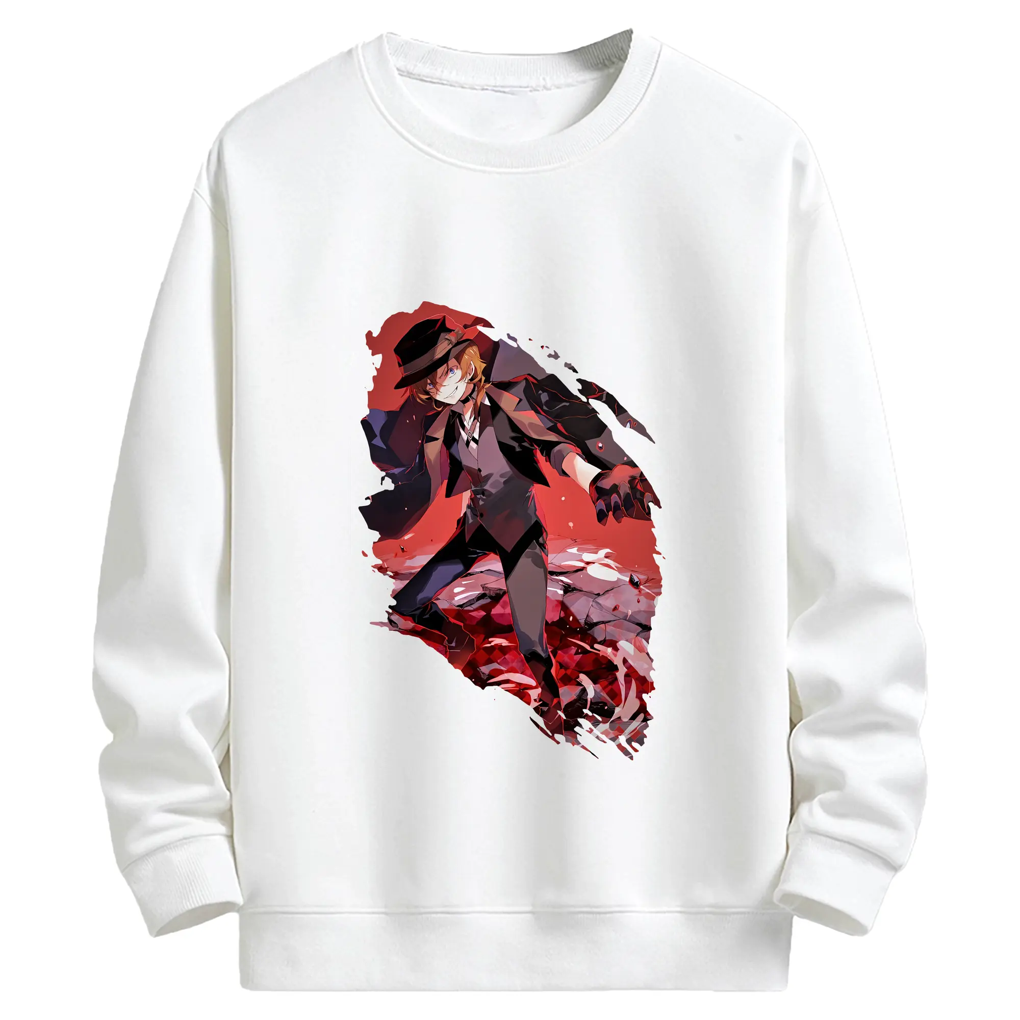 文豪ストレイドッグス グッズ,中原中也 - キッズ クルーネックスウェットシャツ ・ フロントプリント ・ 綿80％ ポリエステル20％ ・ 快適 通学 スポーツ 日常使い お散歩用