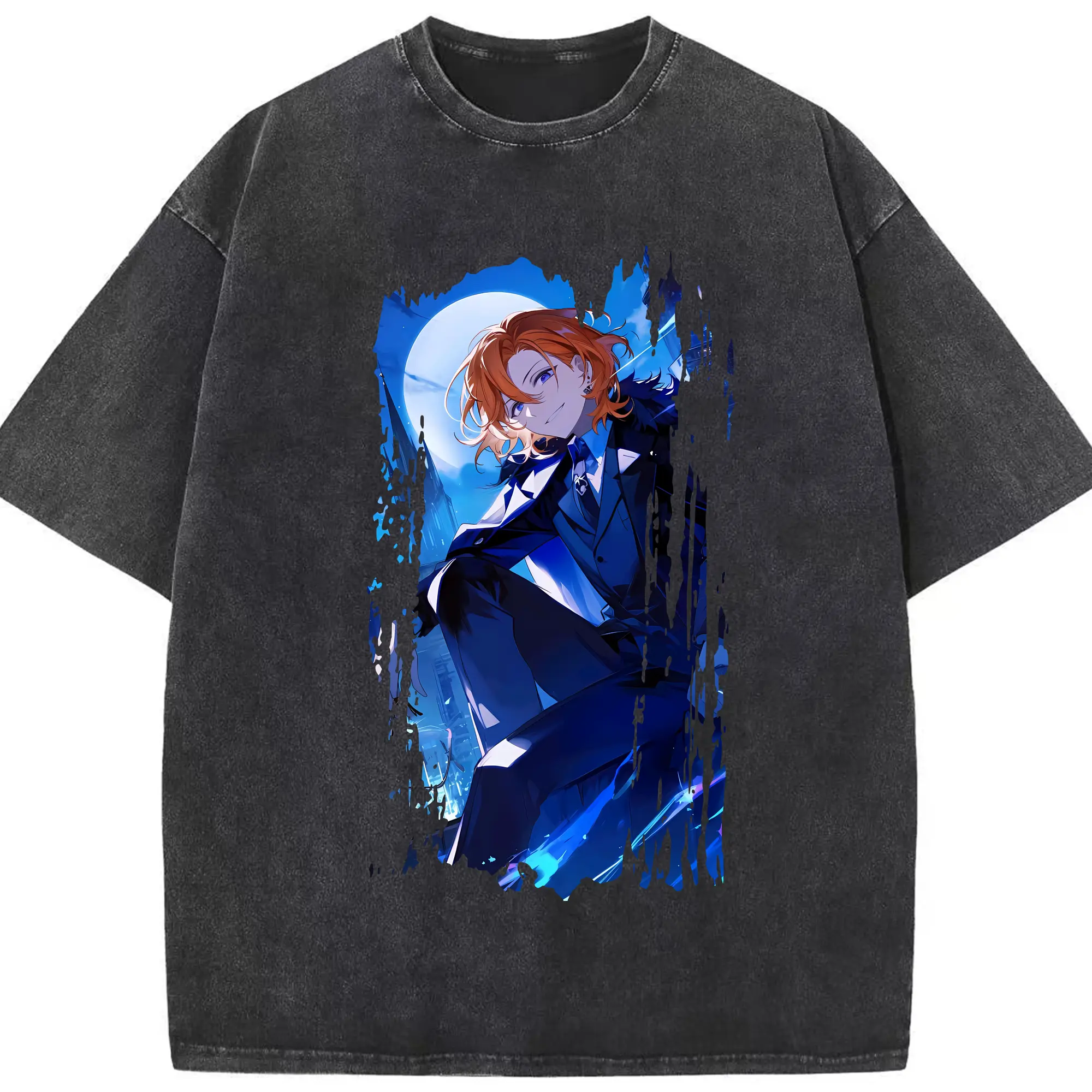 文豪ストレイドッグス グッズ,中原中也 - 綿100％ ヴィンテージ風 半袖Tシャツ ・ フロントプリント ・ 柔らか肌触り ・ 通気性 快適 ・ スポーツ カジュアル 外出用