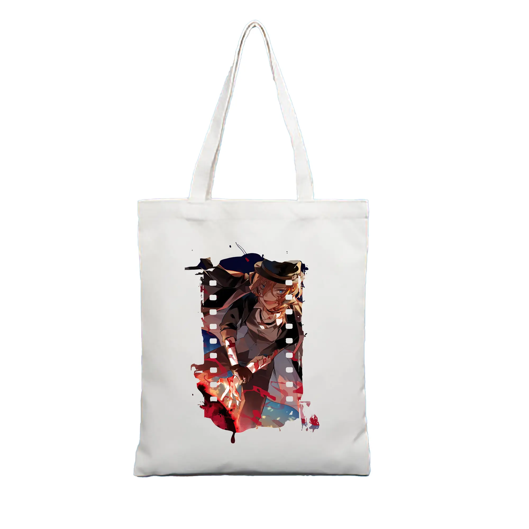 文豪ストレイドッグス グッズ,中原中也 - 縦型キャンバス手提げバッグ（トートバッグ） ・ キャンバス素材 ・ ショッピング用 ・ 軽量 丈夫 お手入れ簡単