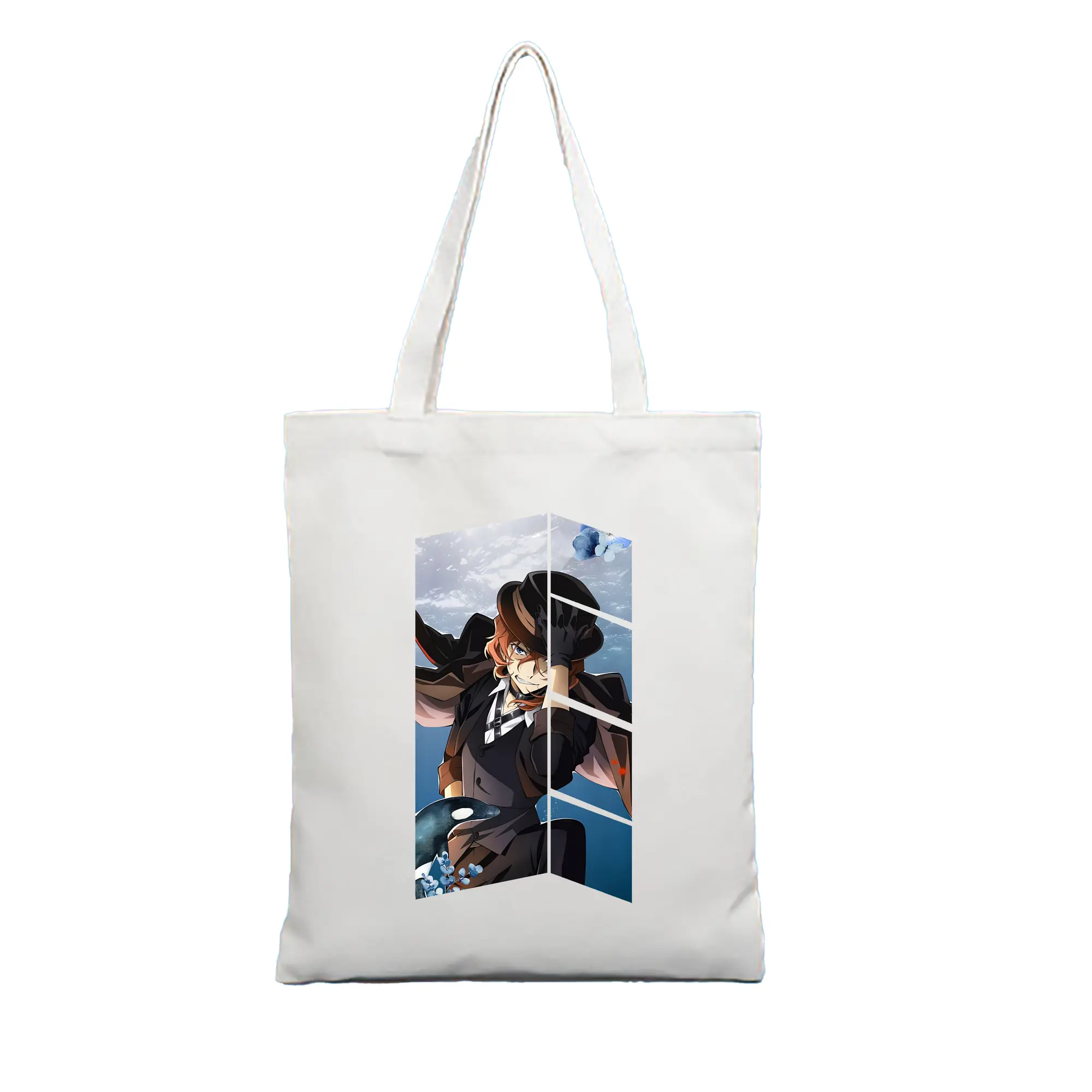 文豪ストレイドッグス グッズ,中原中也 - 縦型キャンバス手提げバッグ（トートバッグ） ・ キャンバス素材 ・ ショッピング用 ・ 軽量 丈夫 お手入れ簡単