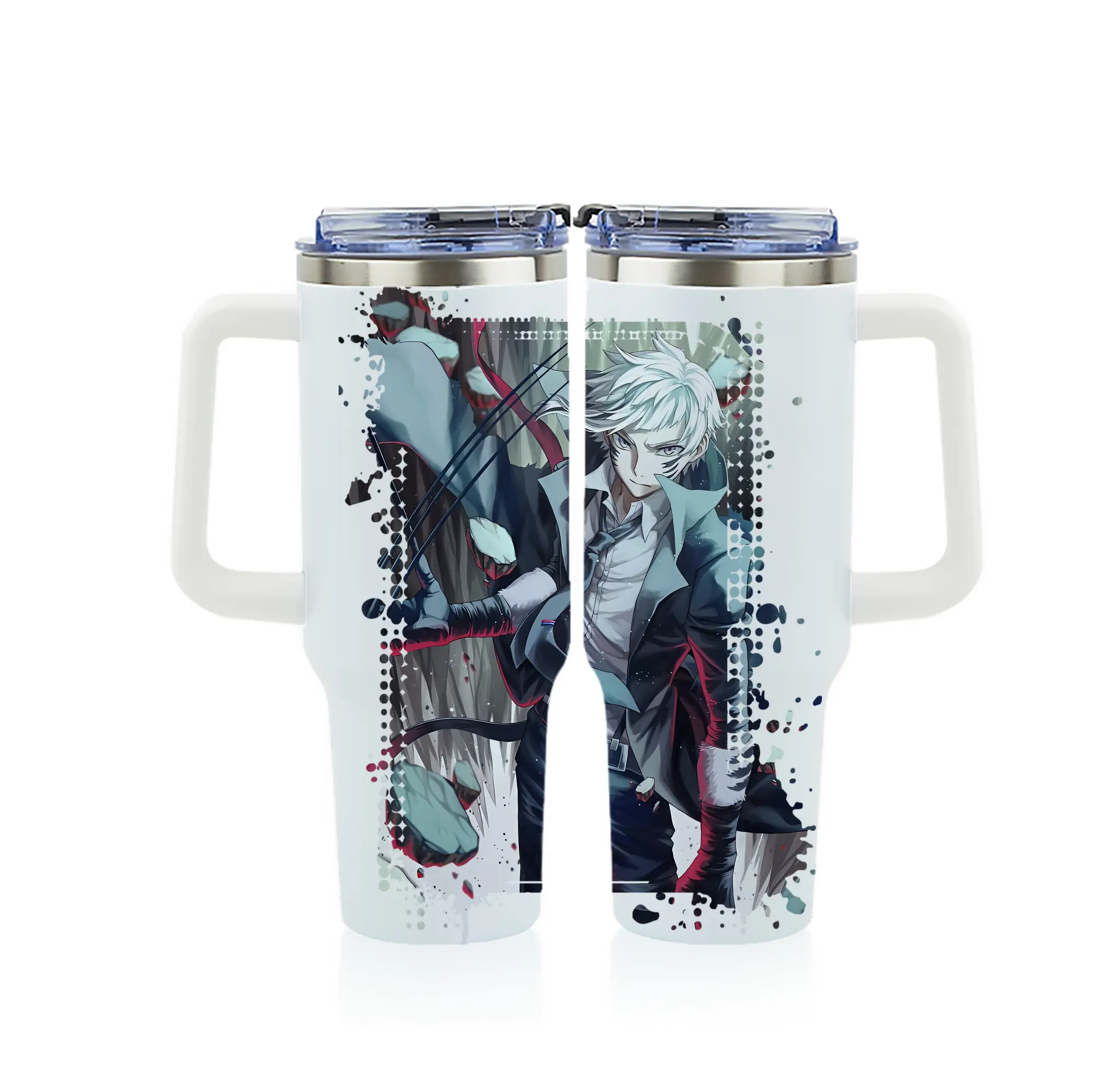 文豪ストレイドッグス グッズ,中島敦 - 1200mL フルプリント車用タンブラー ・ 304ステンレス 内側 ・ 201ステンレス 外側 ・ 保温 保冷 ・ 通勤 ドライブ アウトドア用