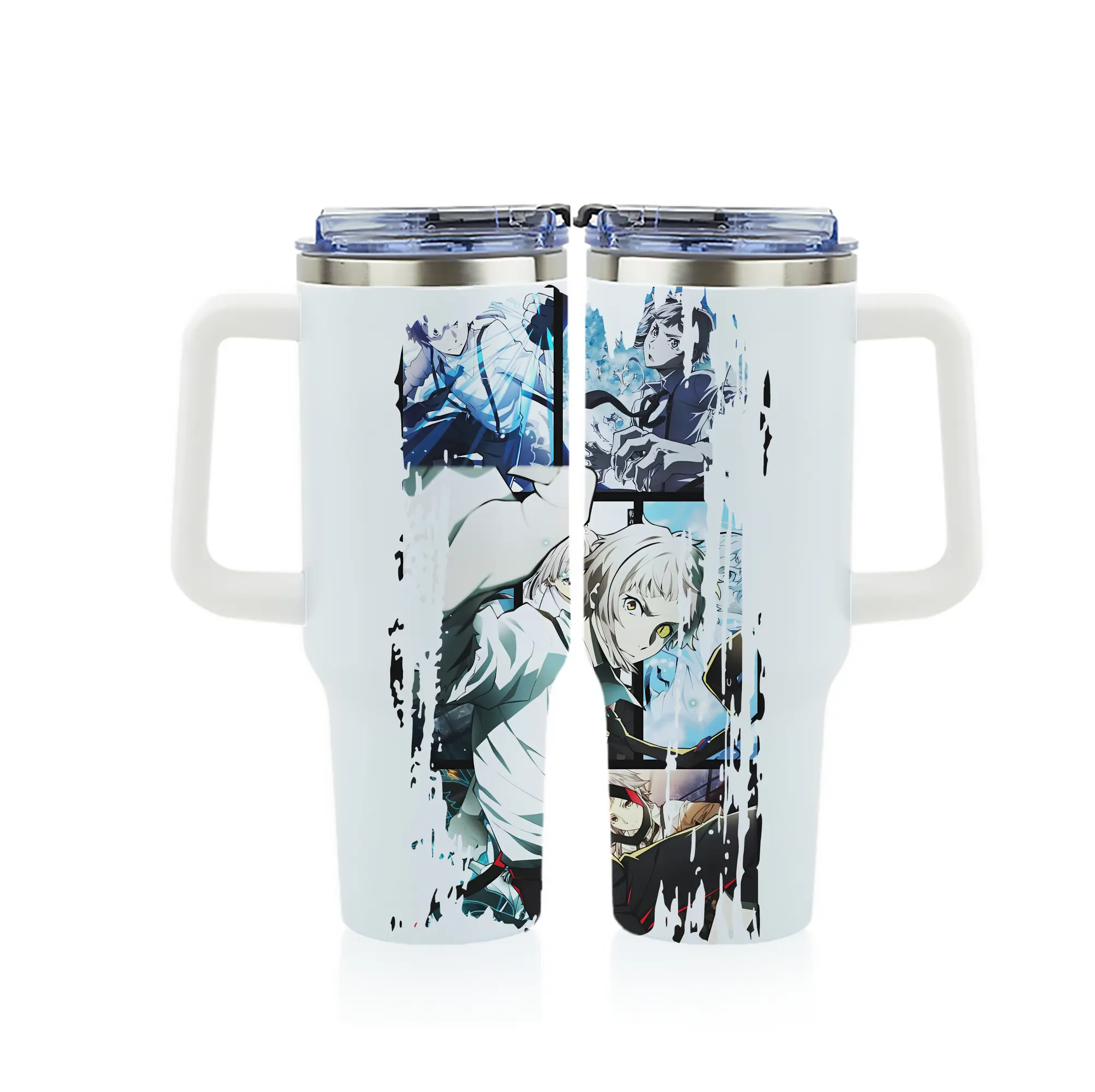 文豪ストレイドッグス グッズ,中島敦 - 1200mL フルプリント車用タンブラー ・ 304ステンレス 内側 ・ 201ステンレス 外側 ・ 保温 保冷 ・ 通勤 ドライブ アウトドア用