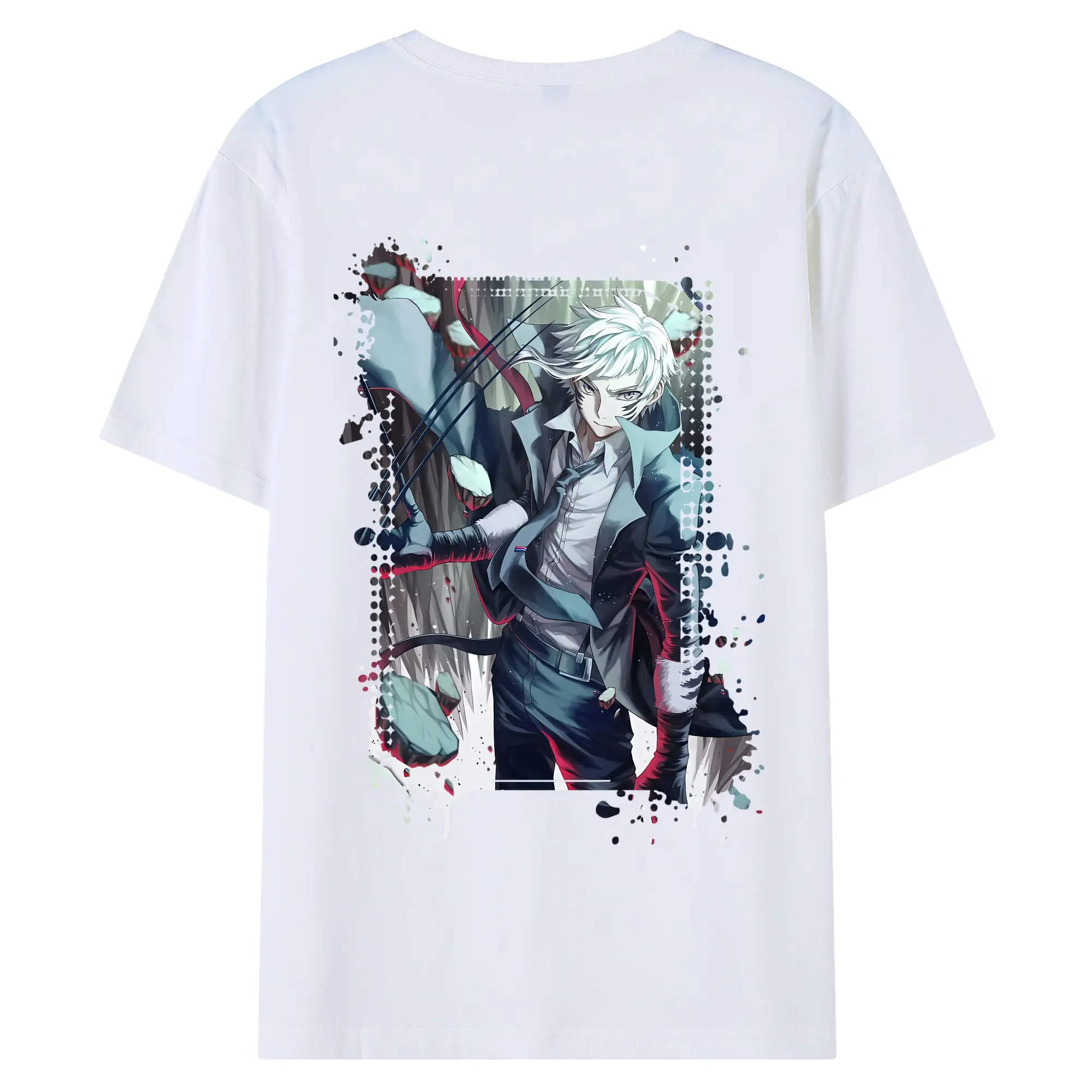 文豪ストレイドッグス グッズ,中島敦 - 綿100％ 半袖Tシャツ ・ バックプリント ・ 快適 通気性 ・ 日常使い 散歩 スポーツ用