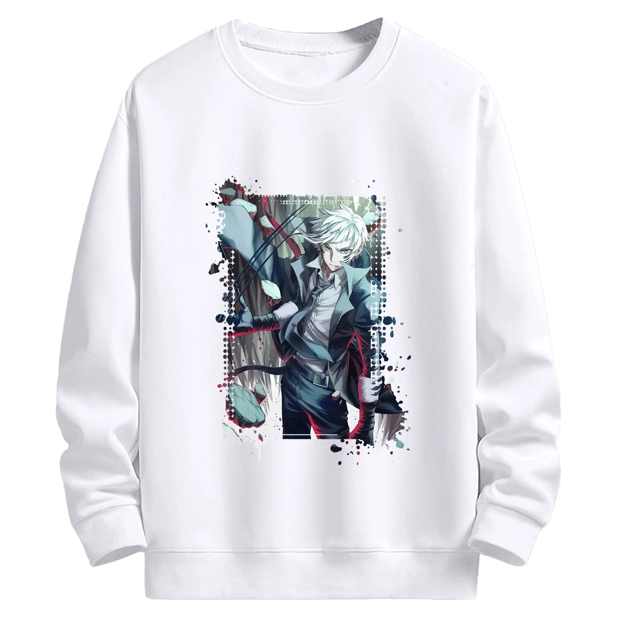 文豪ストレイドッグス グッズ,中島敦 - 高品質 クルーネック スウェット ・ コットン59％ ポリエステル41％ ・ ユニセックス 長袖 トレーナー ・ カジュアル デイリー スポーツ 散歩用